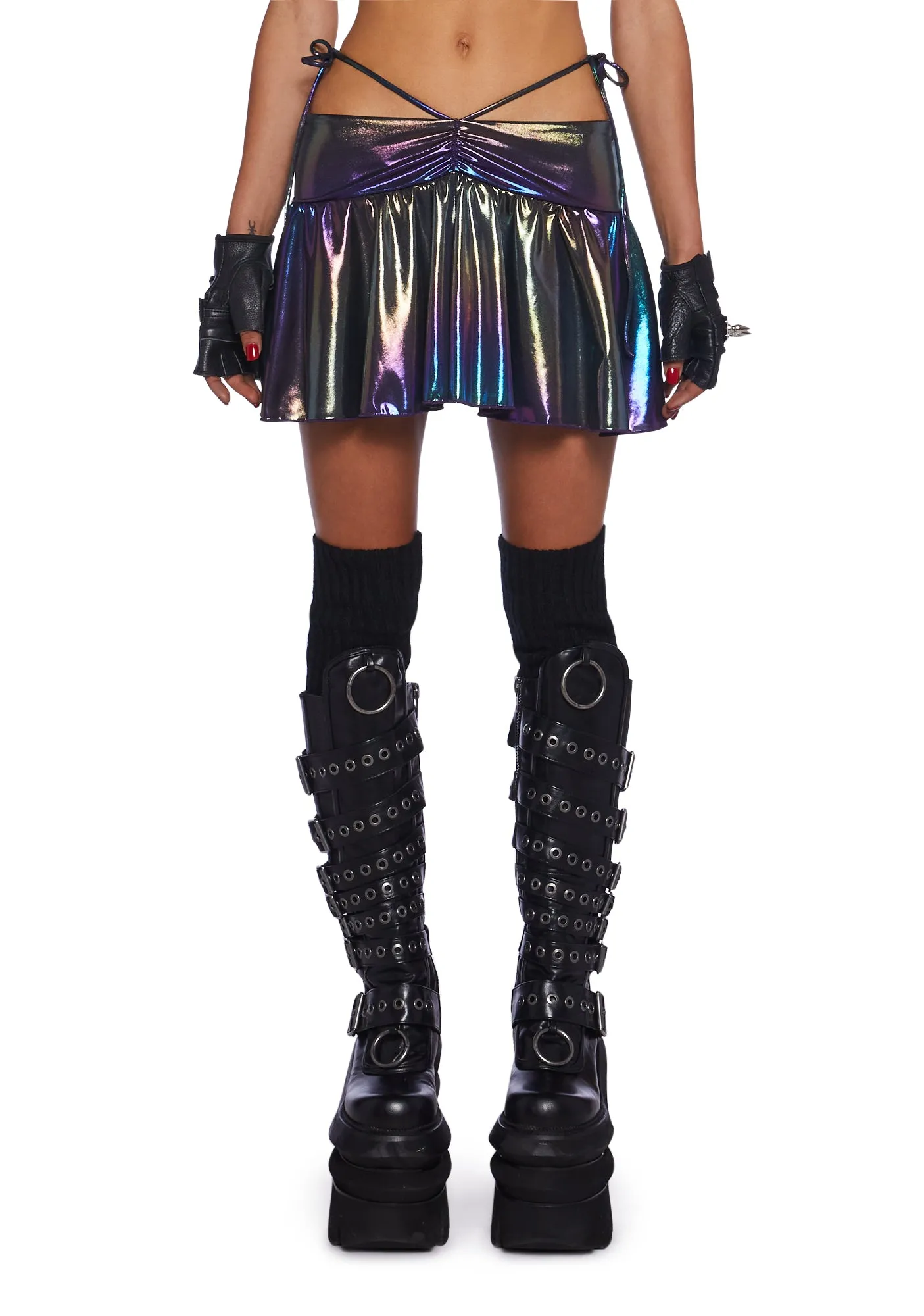 Galaxy Gathered Mini Skirt sold by Dolls Kill