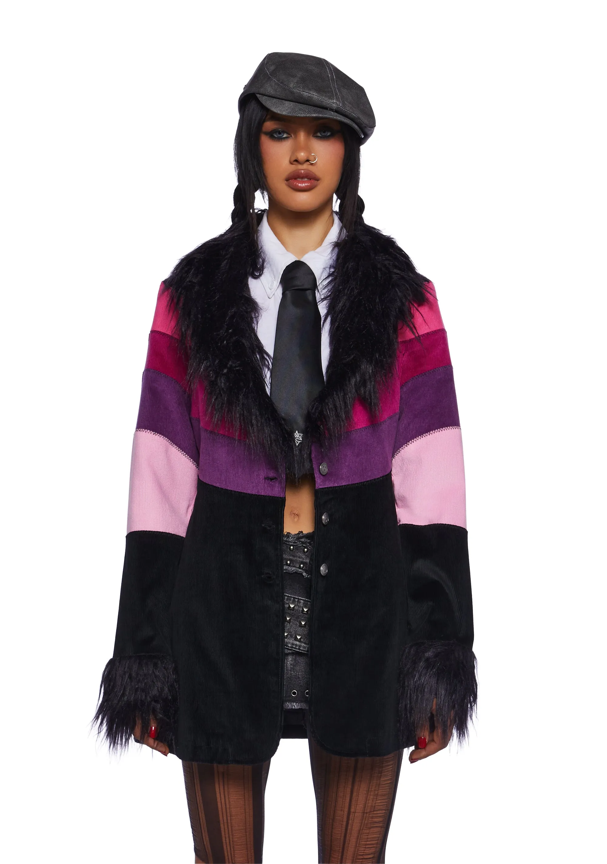 Break Free Corduroy Coat - Black sold by Dolls Kill