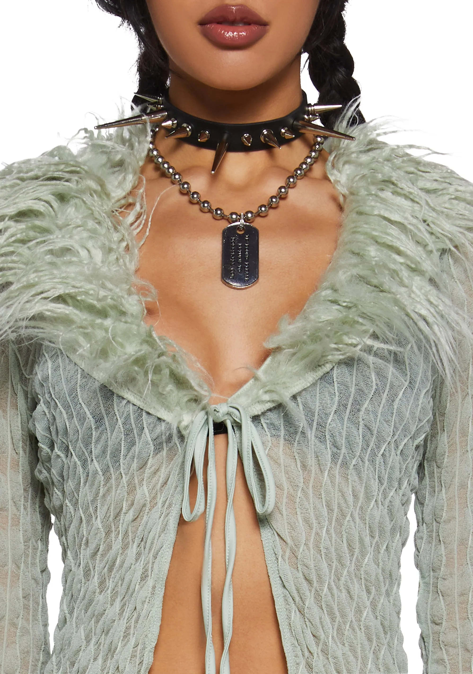 With The Band Knit Cardigan - Sage sold by Dolls Kill product image thumbnail 5