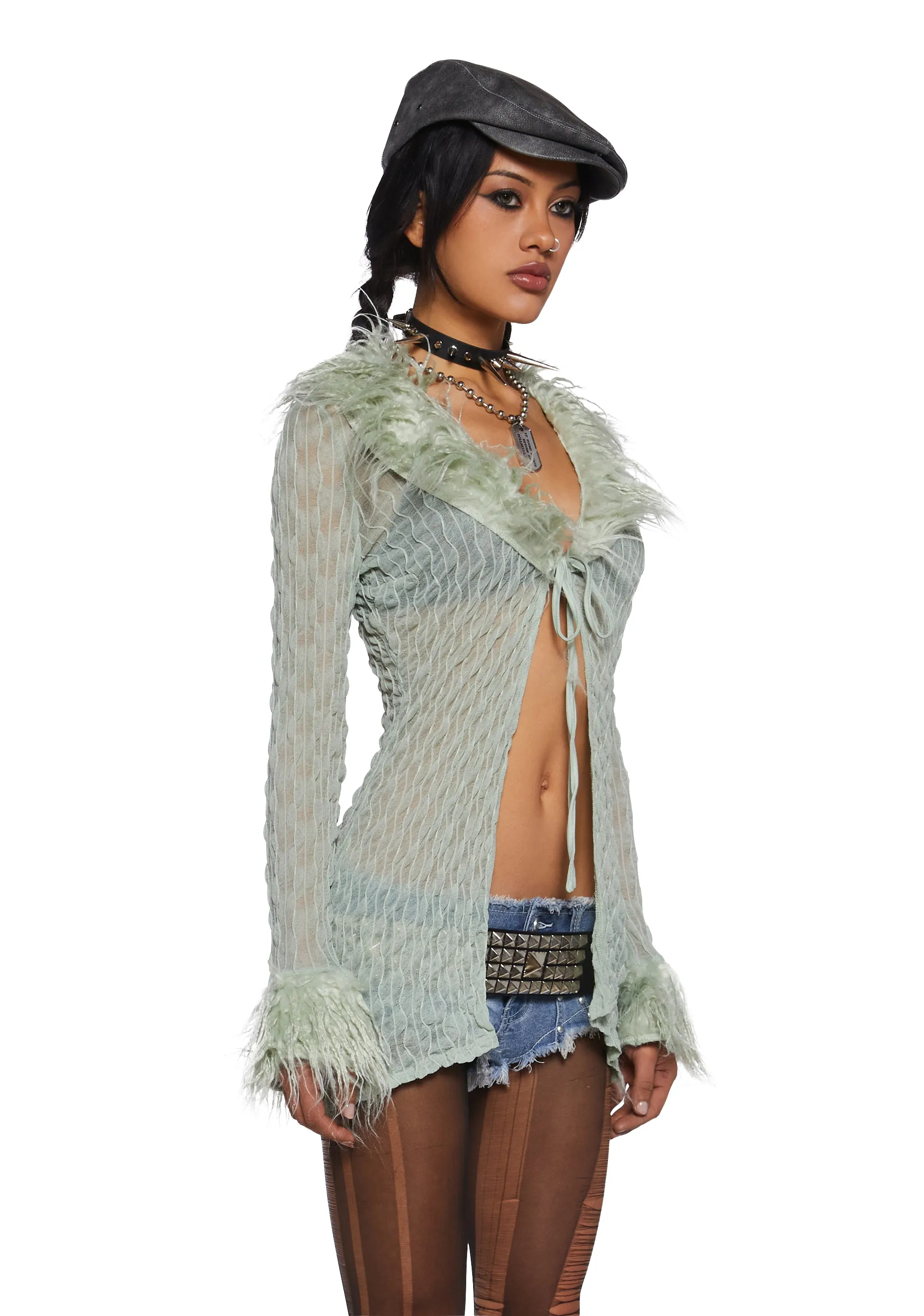 With The Band Knit Cardigan - Sage sold by Dolls Kill product image thumbnail 3