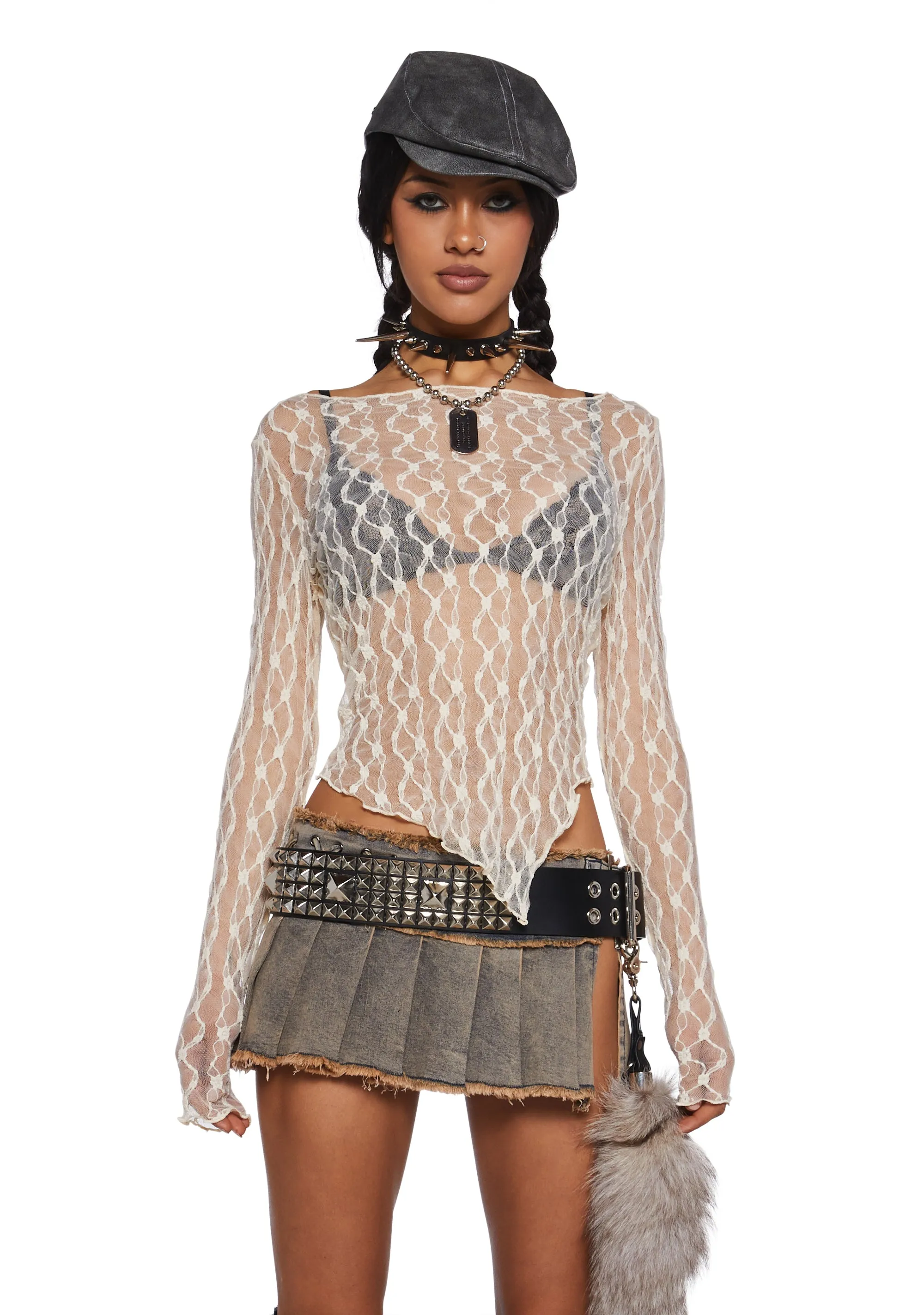 Breaking Up Long Sleeve Top - Off White sold by Dolls Kill
