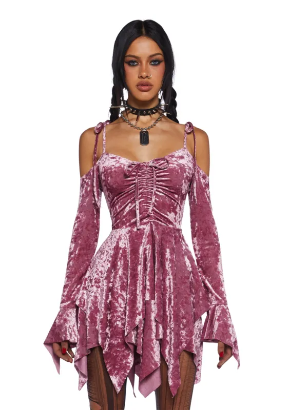 F is For Fairies® Handkerchief Dress - Mauve Velvet sold by Dolls Kill