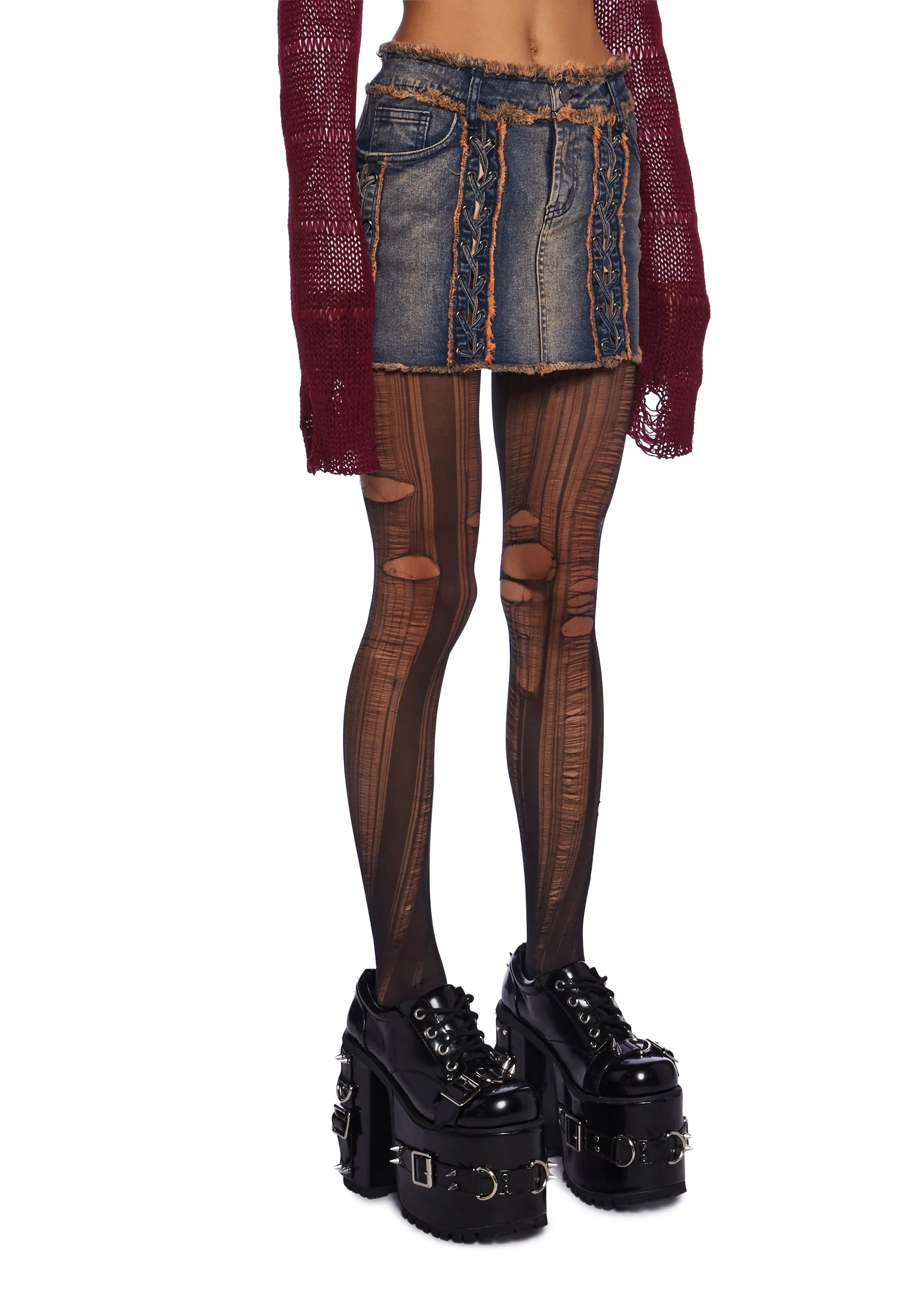 Breaking It All Denim Mini Skirt sold by Dolls Kill product image thumbnail 3