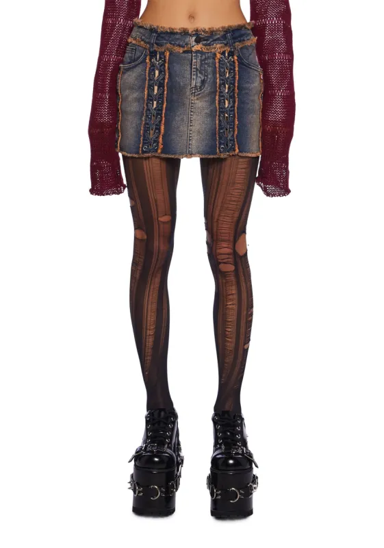 Breaking It All Denim Mini Skirt sold by Dolls Kill