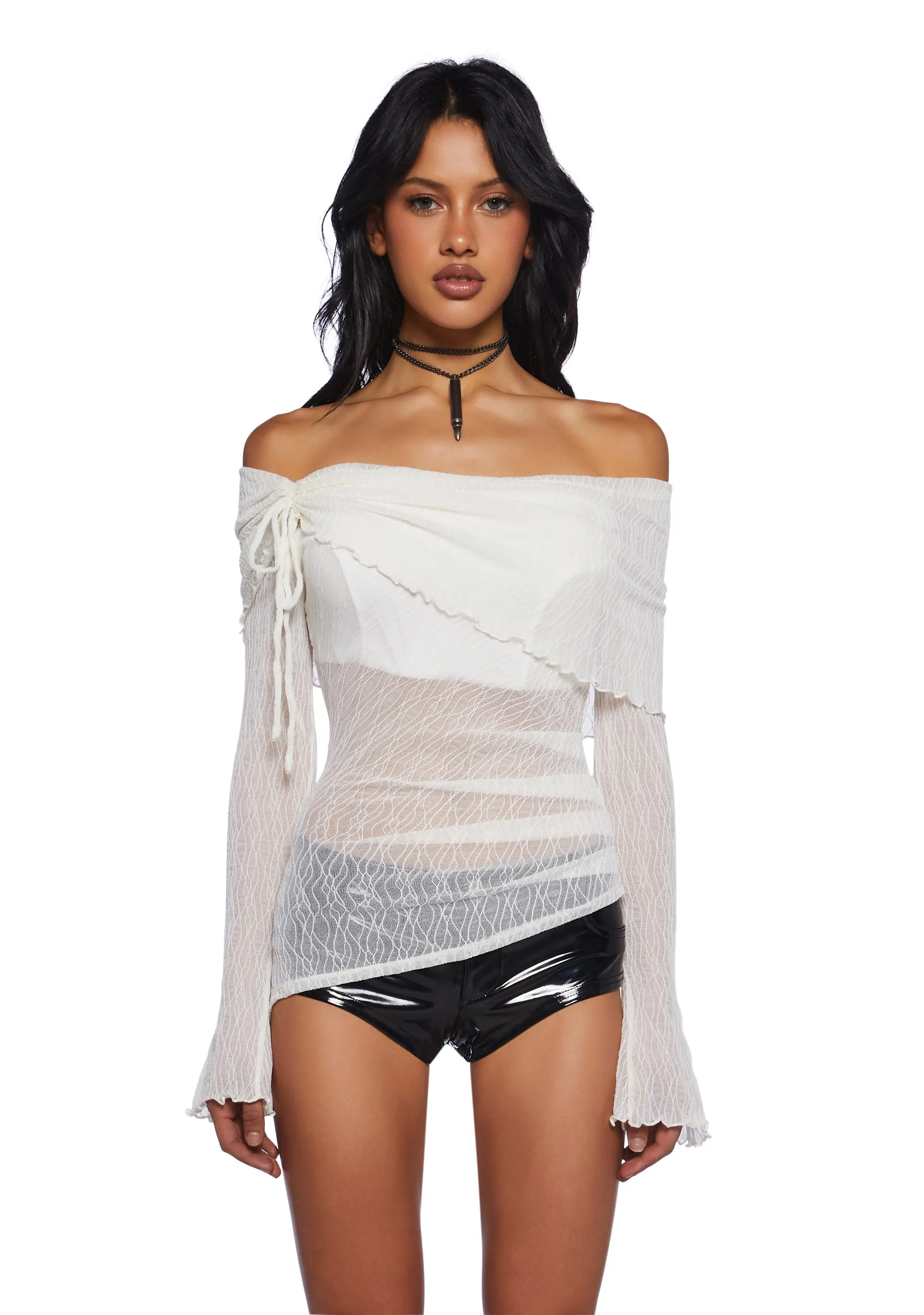 Only Yours Long Sleeve Top - Ivory sold by Dolls Kill