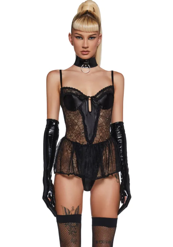 Black Widow Problems Lace Teddy sold by Dolls Kill