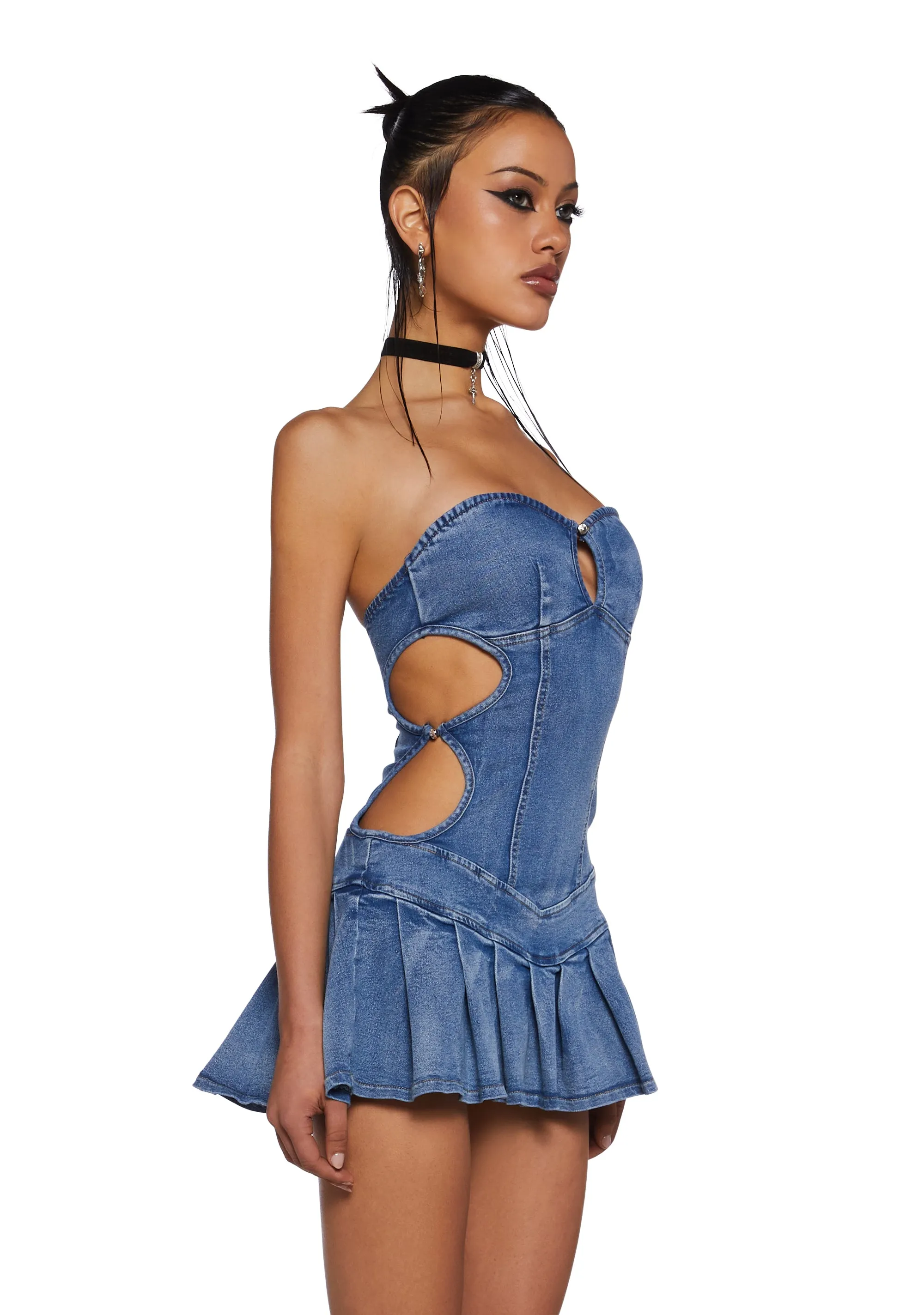 Not Stressed Denim Mini Dress - Blue sold by Dolls Kill product image thumbnail 3