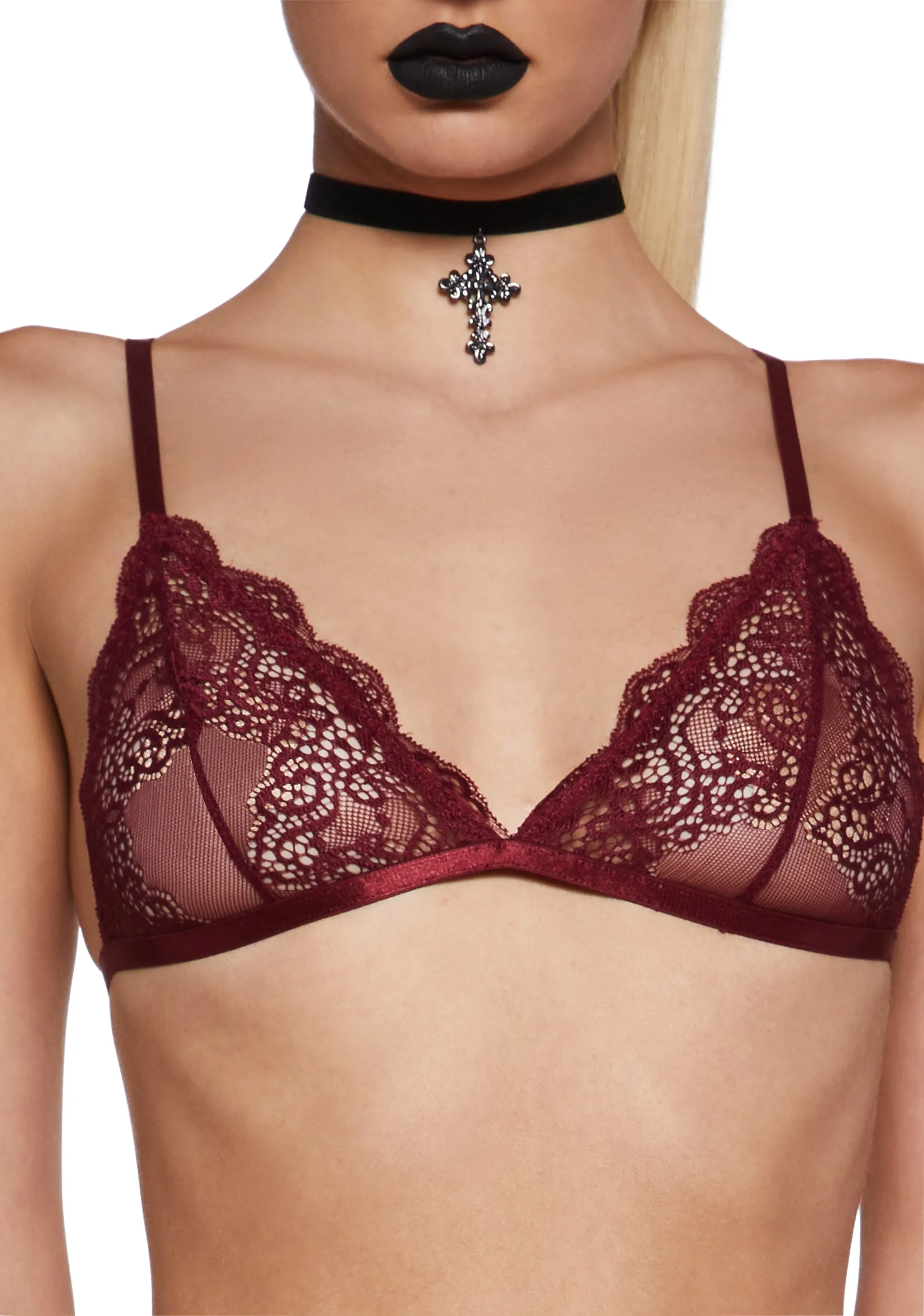 Heartless Lust Triangle Bra - Burgundy sold by Dolls Kill product image thumbnail 5