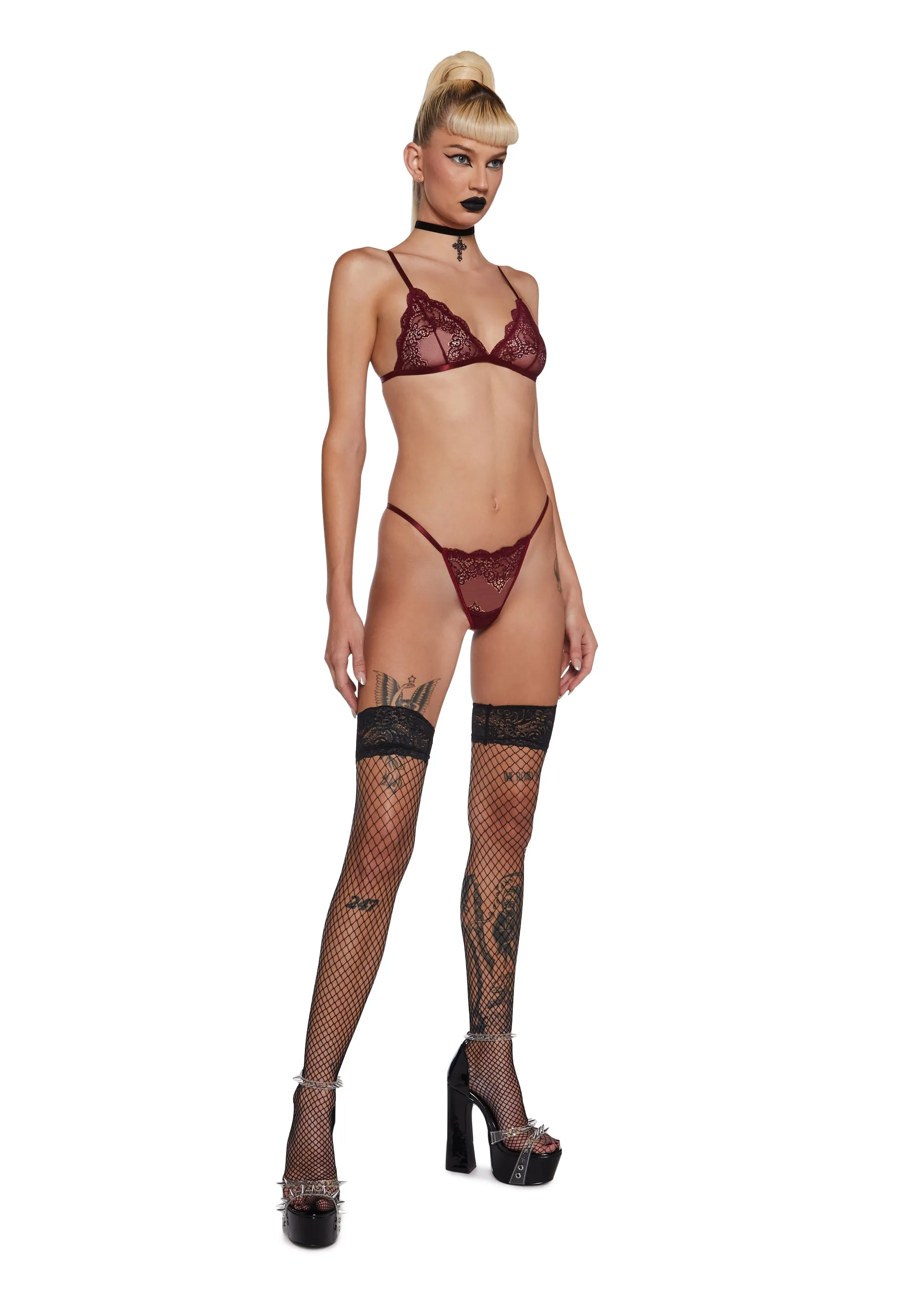 Heartless Lust Triangle Bra - Burgundy sold by Dolls Kill product image thumbnail 2