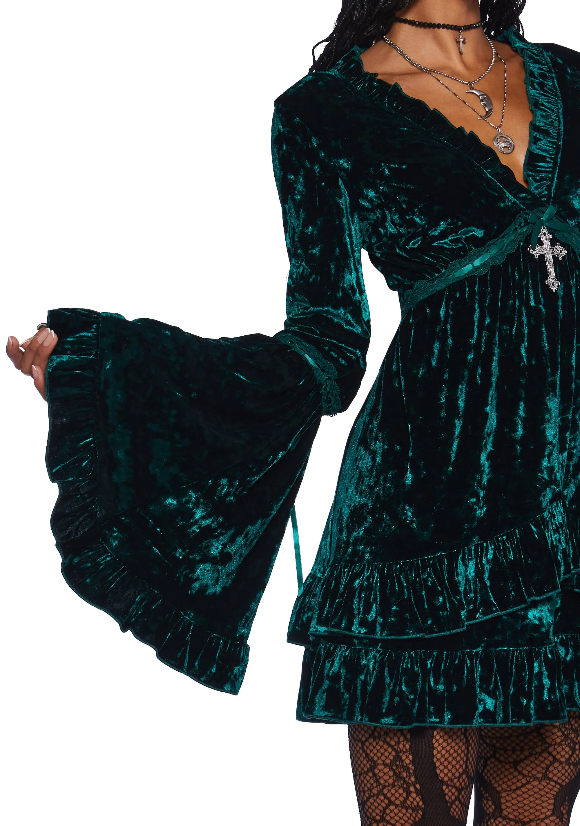 Real Divinity Mini Dress - Emerald Velvet sold by Dolls Kill product image thumbnail 5