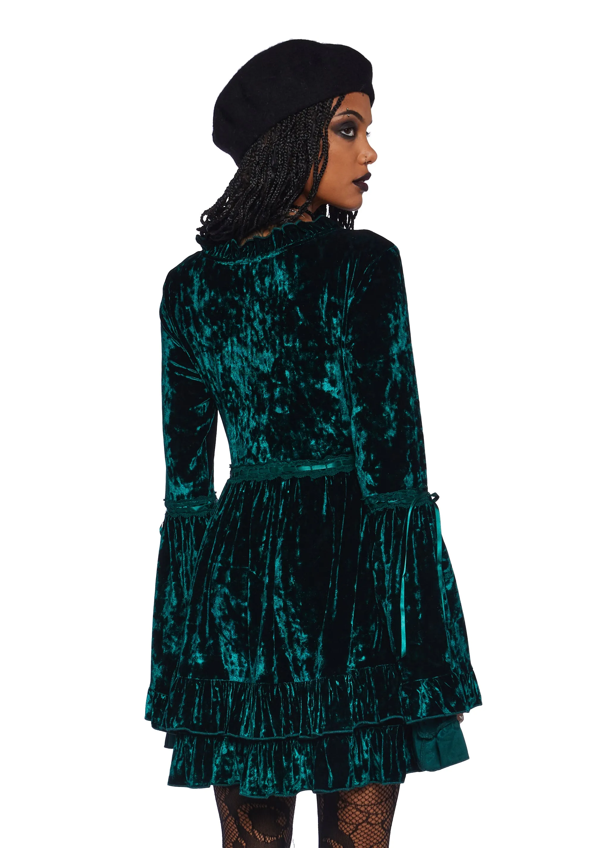Real Divinity Mini Dress - Emerald Velvet sold by Dolls Kill product image thumbnail 4