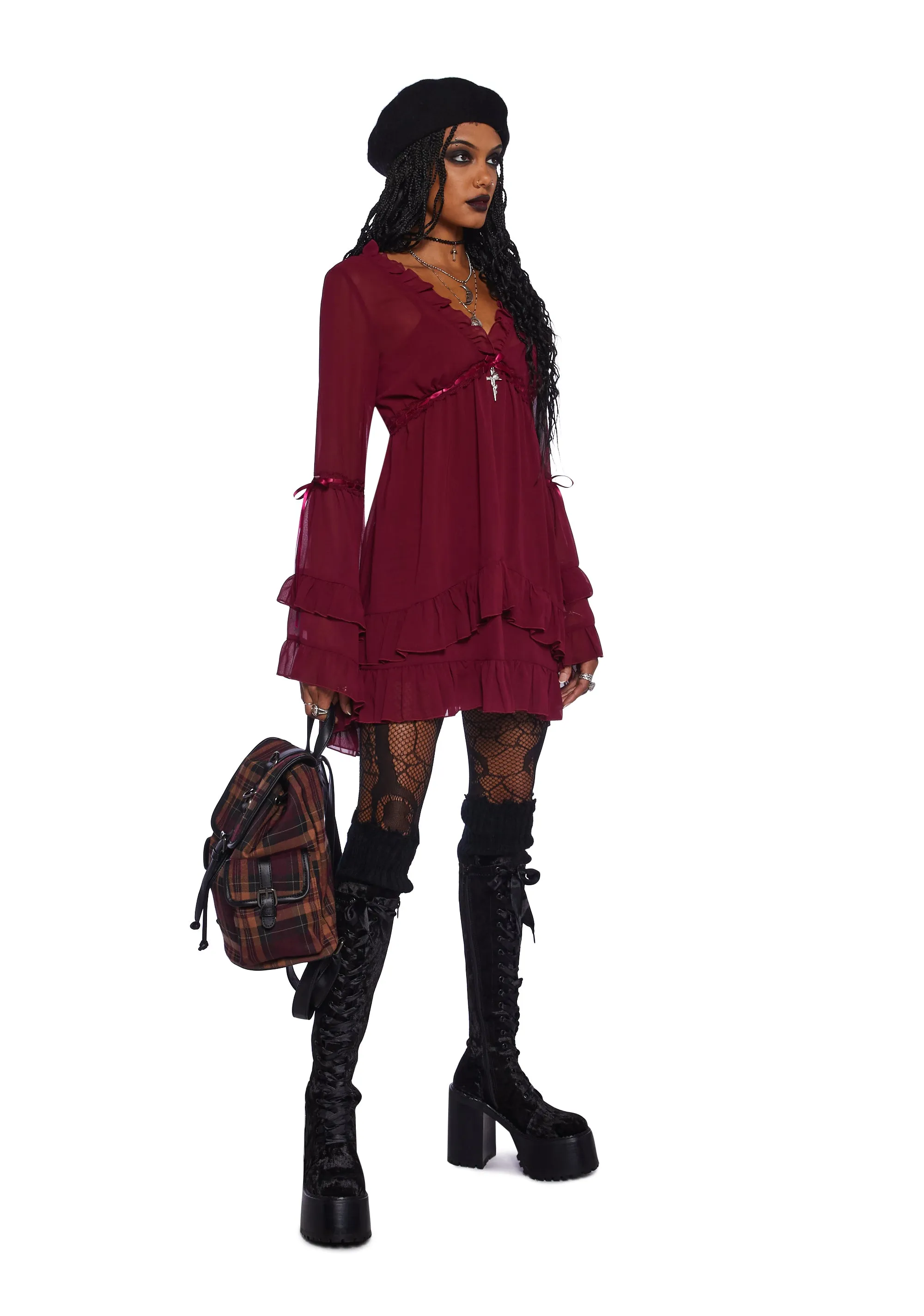 Real Divinity Mini Dress - Burgundy sold by Dolls Kill product image thumbnail 2