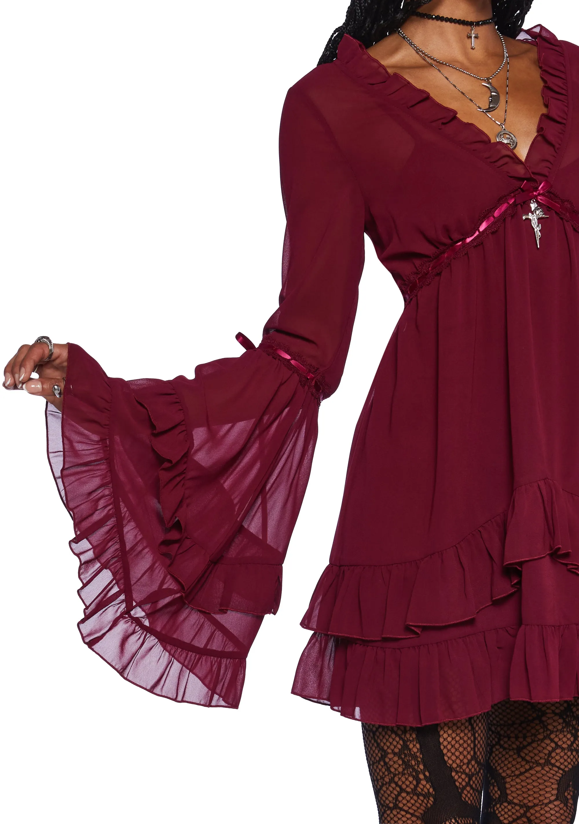 Real Divinity Mini Dress - Burgundy sold by Dolls Kill product image thumbnail 5