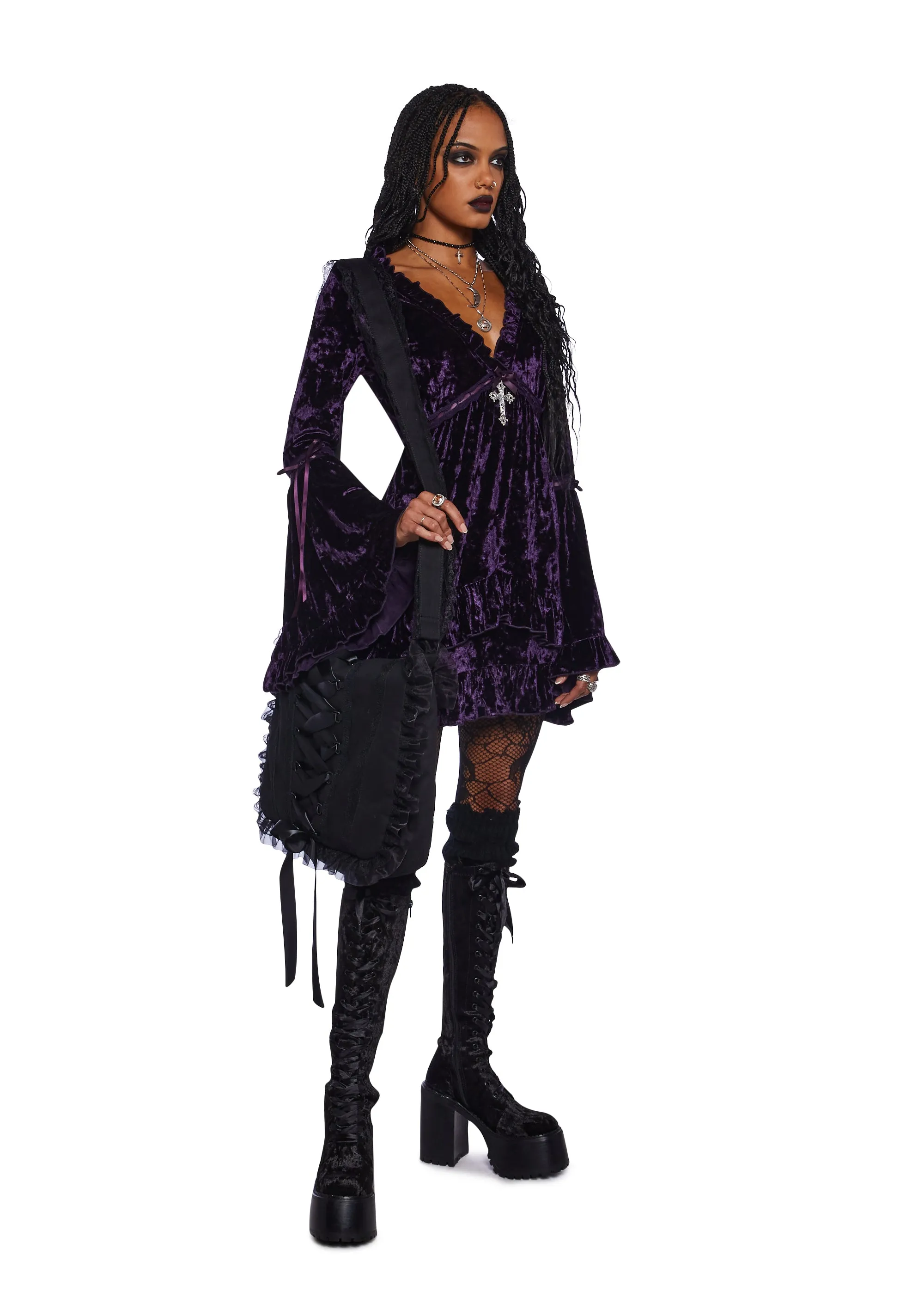 Real Divinity Mini Dress - Purple Velvet sold by Dolls Kill product image thumbnail 2