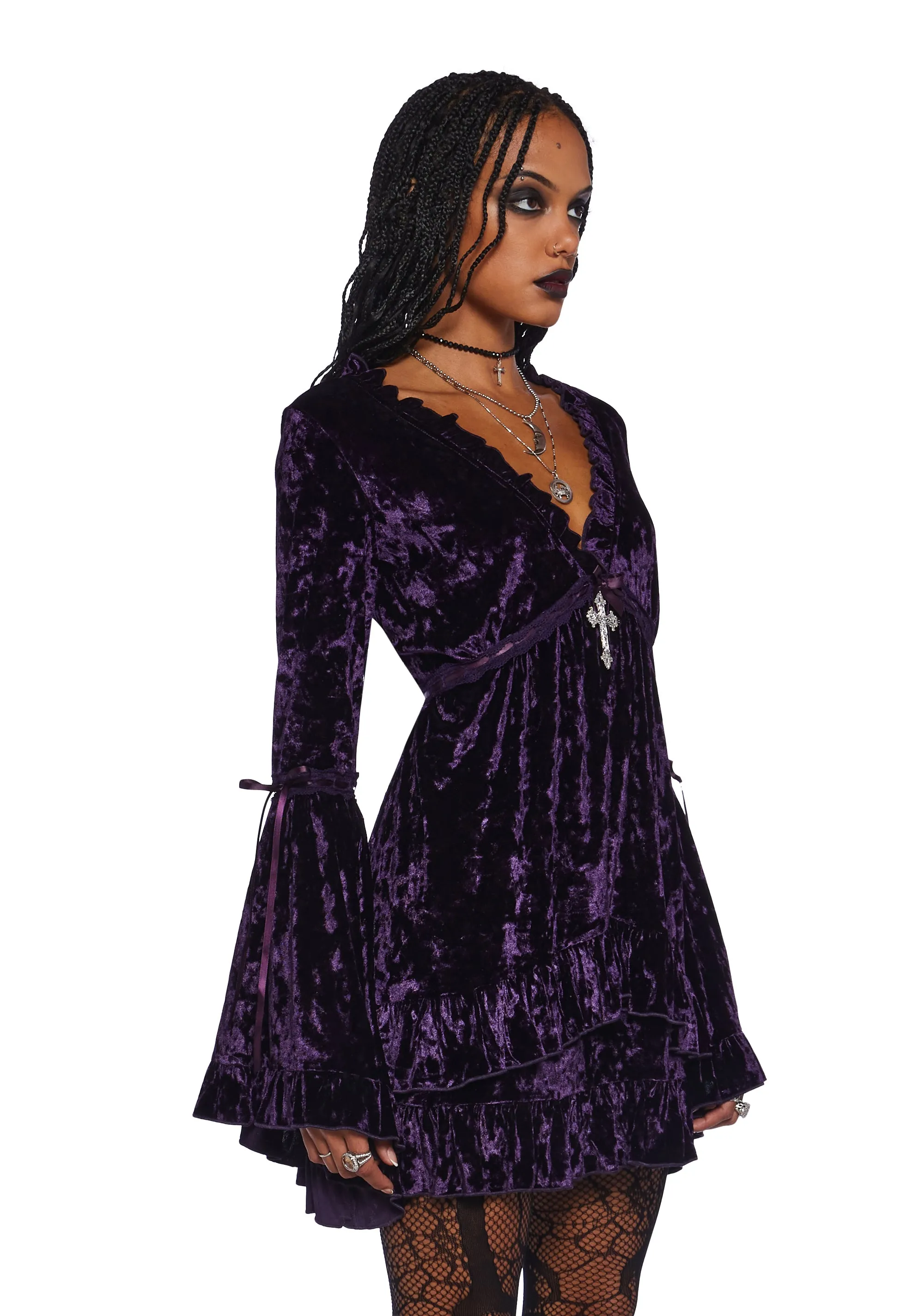 Real Divinity Mini Dress - Purple Velvet sold by Dolls Kill product image thumbnail 3