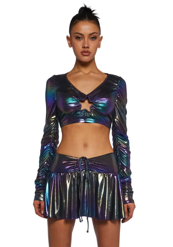 Galaxy Gathered Long Sleeve Top sold by Dolls Kill
