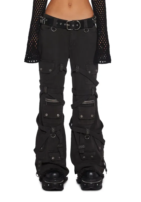 Switch Strappy Cargo Pants - Black sold by Dolls Kill