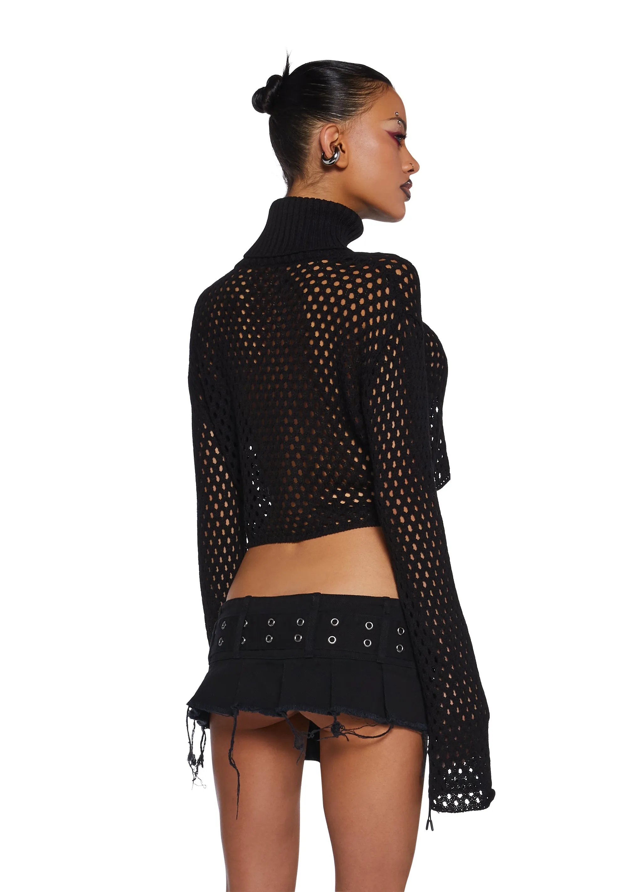 Diatonic Fishnet Cropped Sweater sold by Dolls Kill product image thumbnail 4