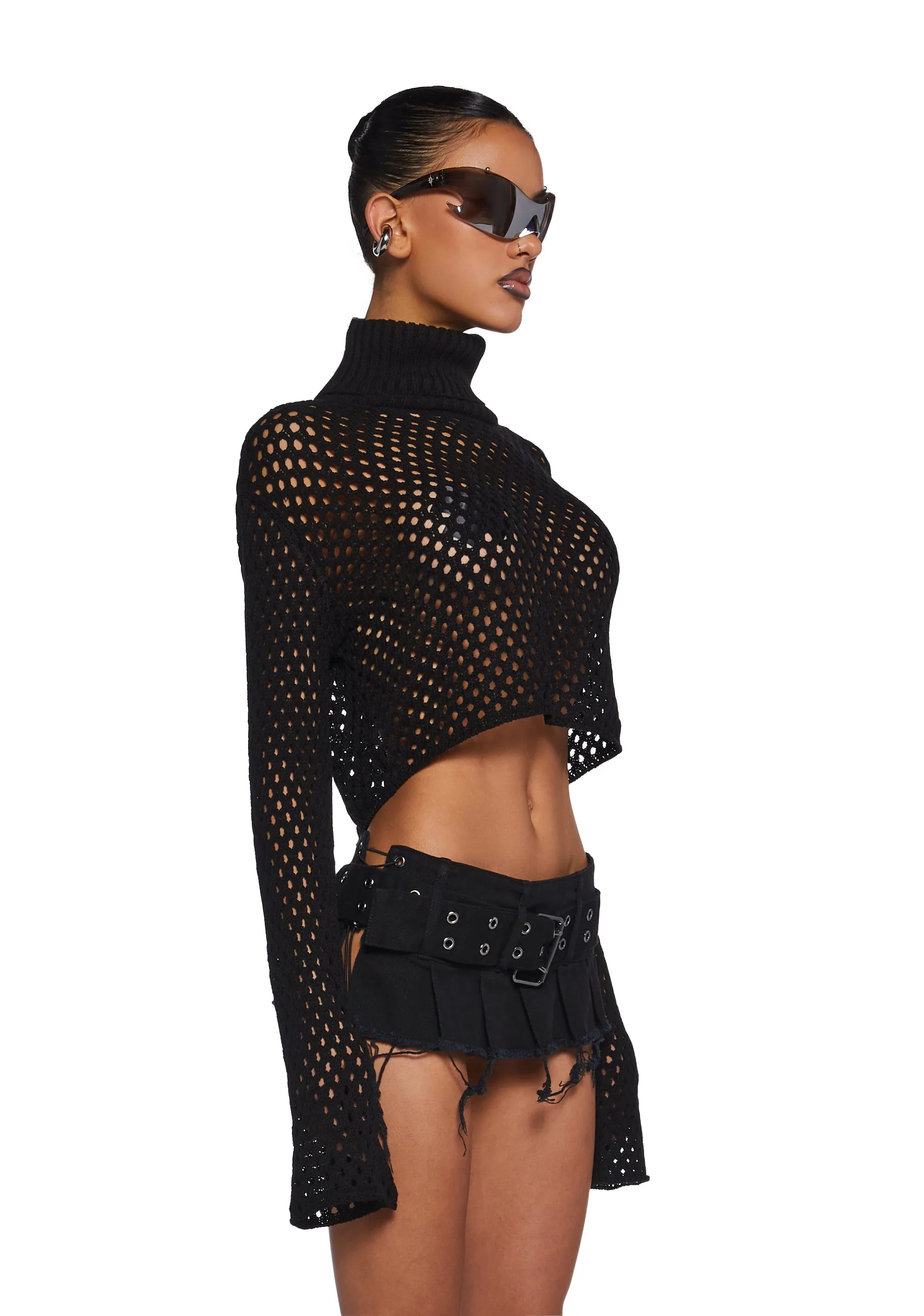 Diatonic Fishnet Cropped Sweater sold by Dolls Kill product image thumbnail 3