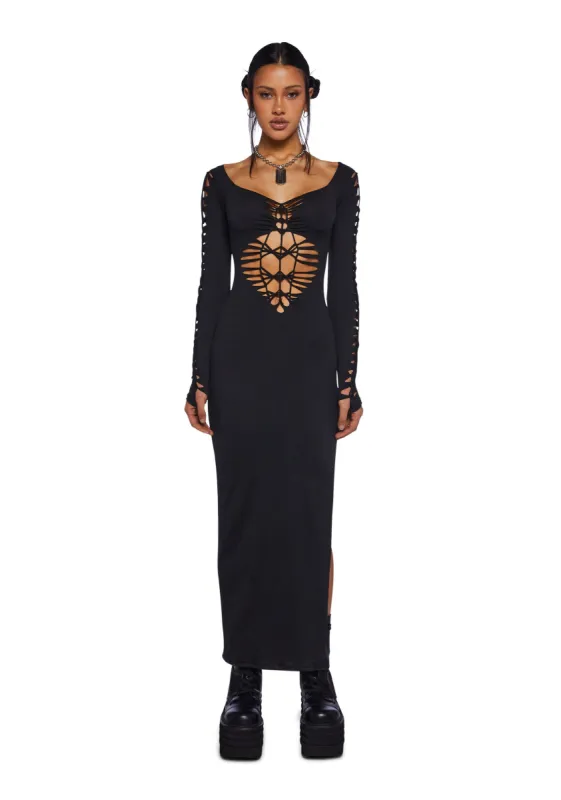 Late Night Slay Maxi Dress sold by Dolls Kill