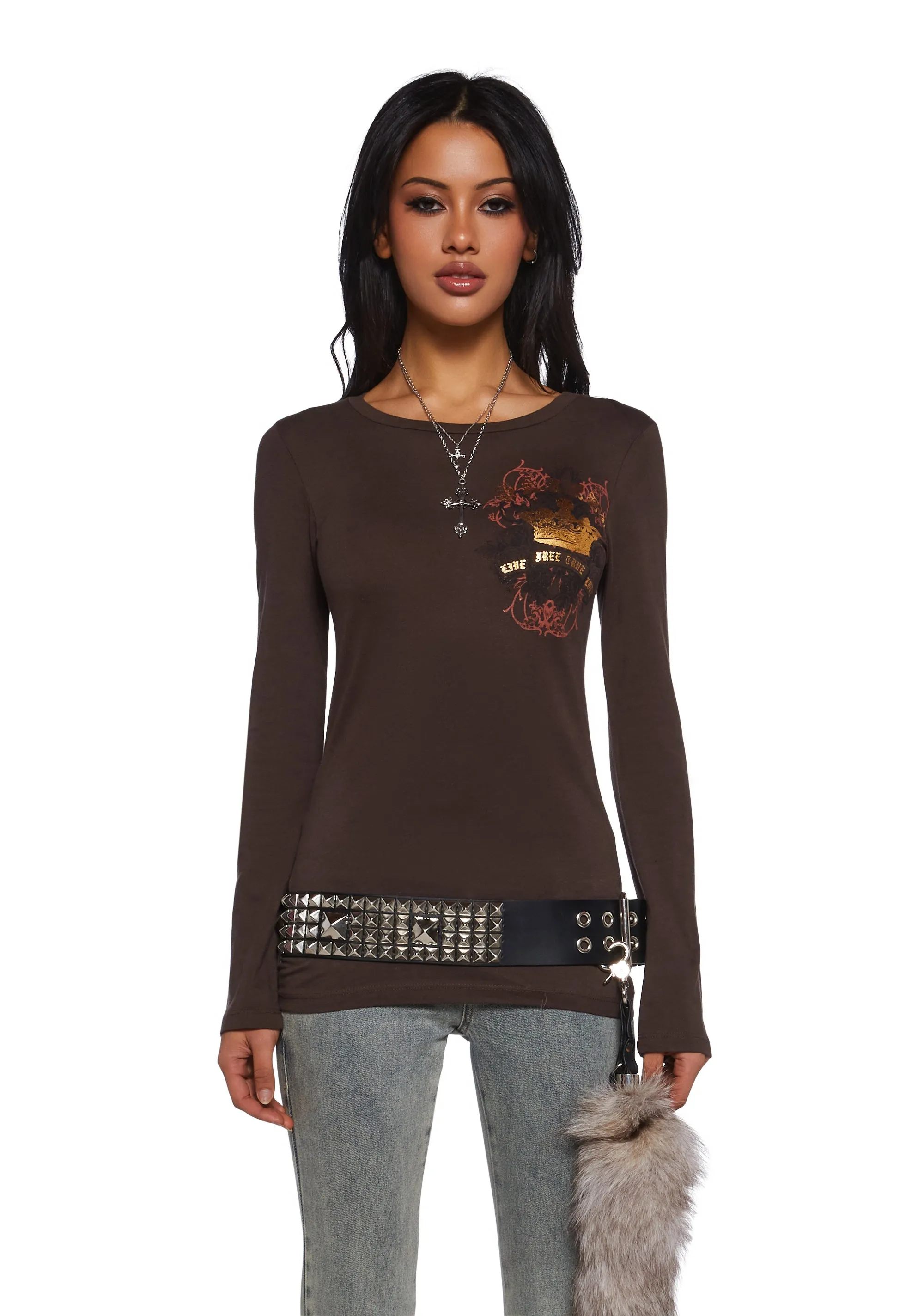 Crown Me Pretty Long Sleeve Tee sold by Dolls Kill