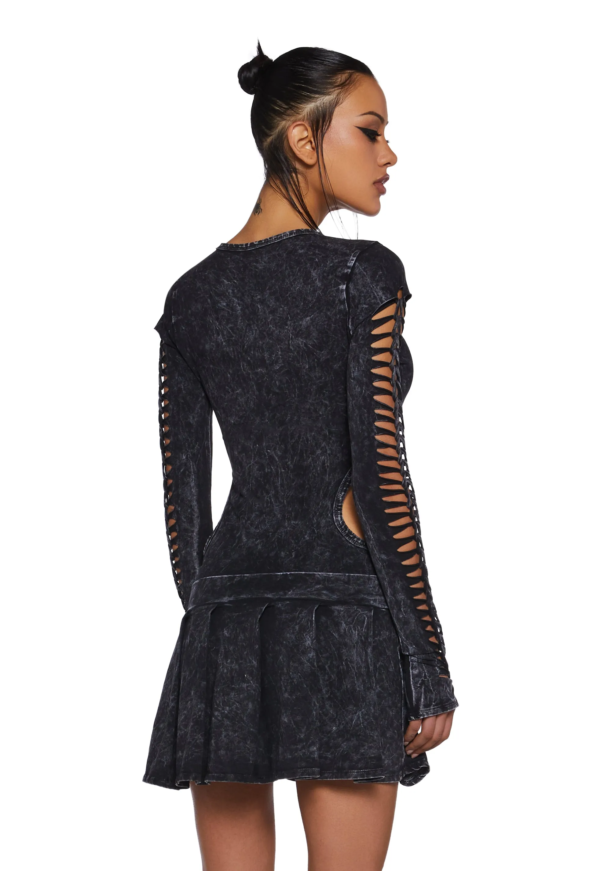 Into It Shredded Mini Dress - Black sold by Dolls Kill product image thumbnail 4