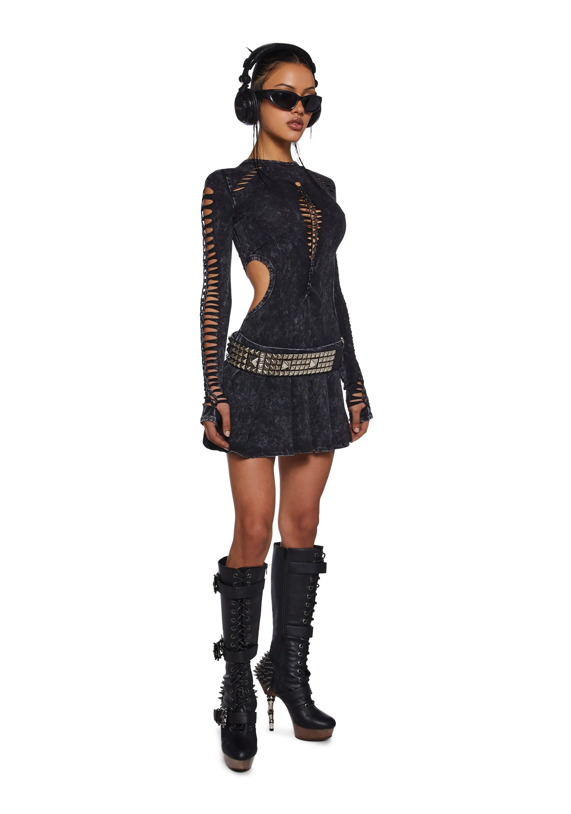 Into It Shredded Mini Dress - Black sold by Dolls Kill product image thumbnail 2