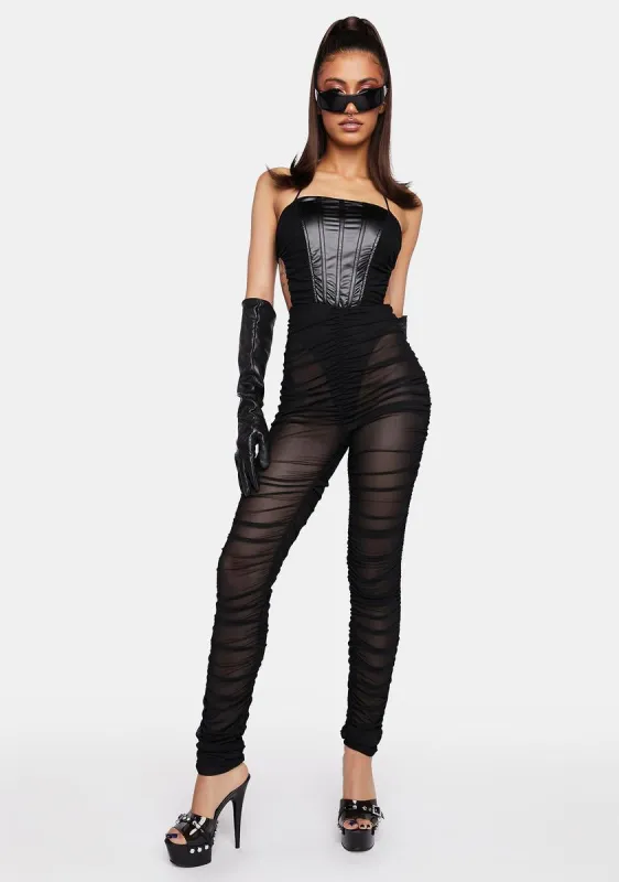 Subtle Flex Ruched Jumpsuit sold by Dolls Kill