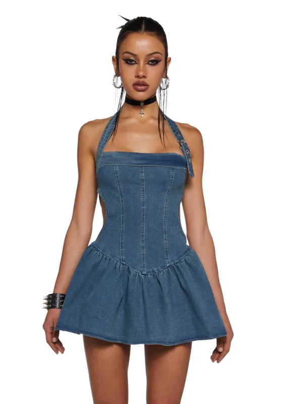 Punk Contradictions Halter Dress  - Light Blue sold by Dolls Kill