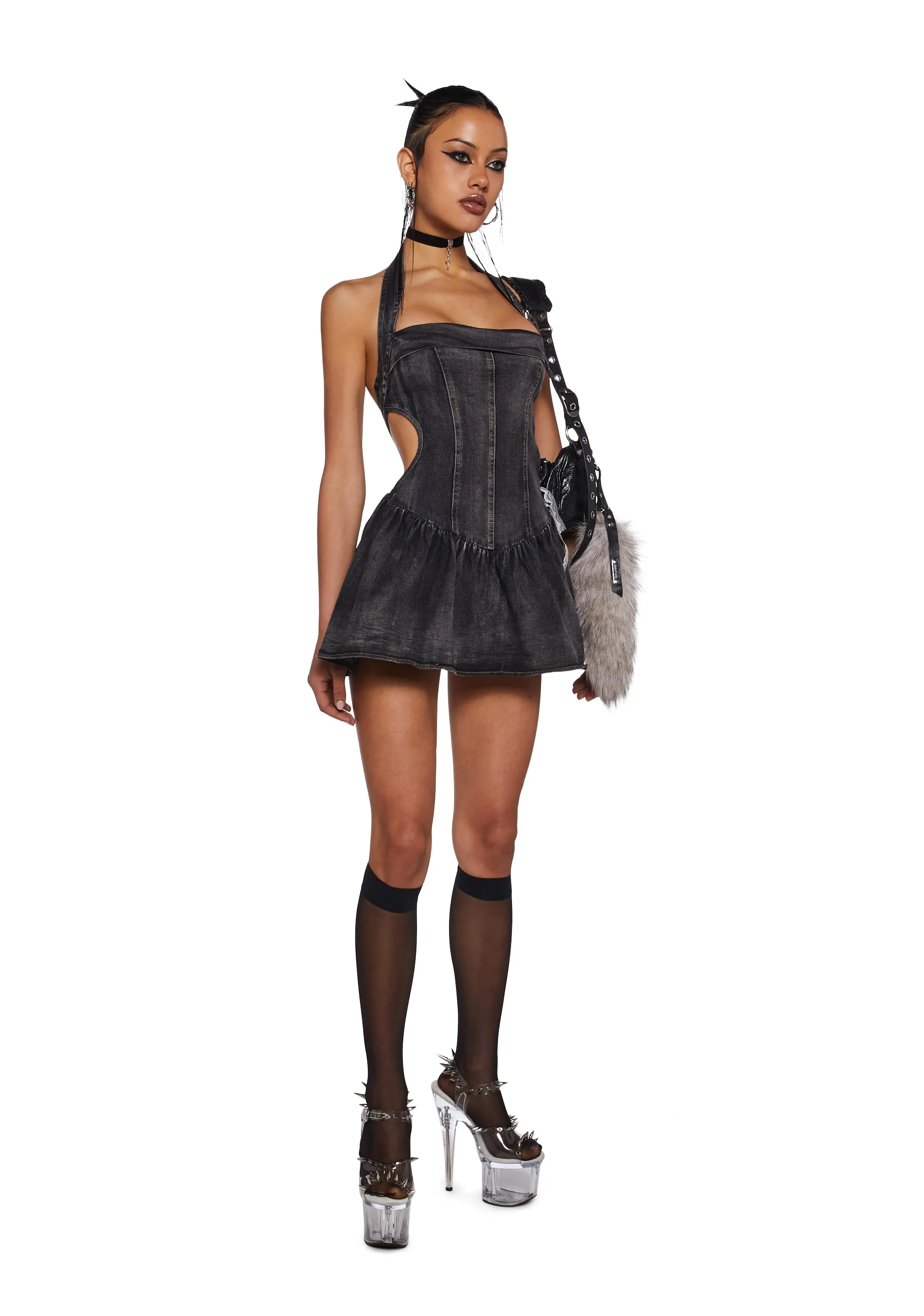 Punk Contradictions Halter Dress - Black sold by Dolls Kill product image thumbnail 2