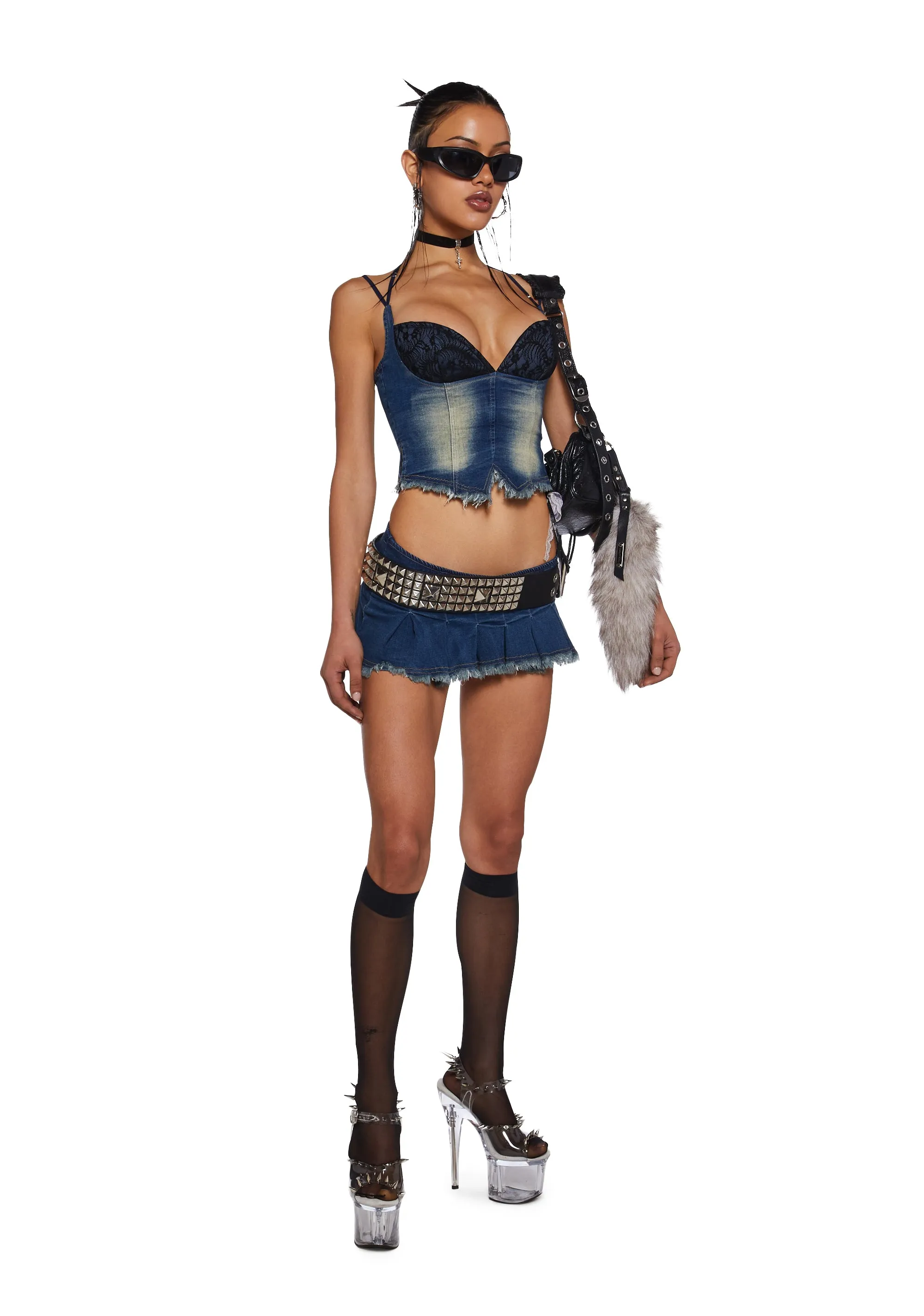 Underground Scene Skirt Set - Dark Blue sold by Dolls Kill product image thumbnail 2