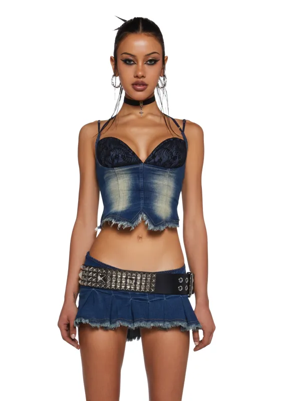 Underground Scene Skirt Set - Dark Blue sold by Dolls Kill