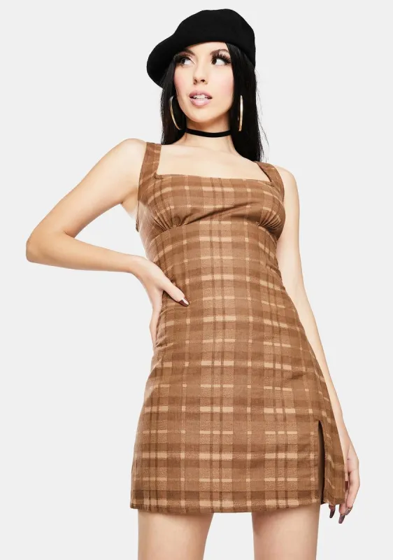 Brown Check Mehra Mini Dress sold by Dolls Kill