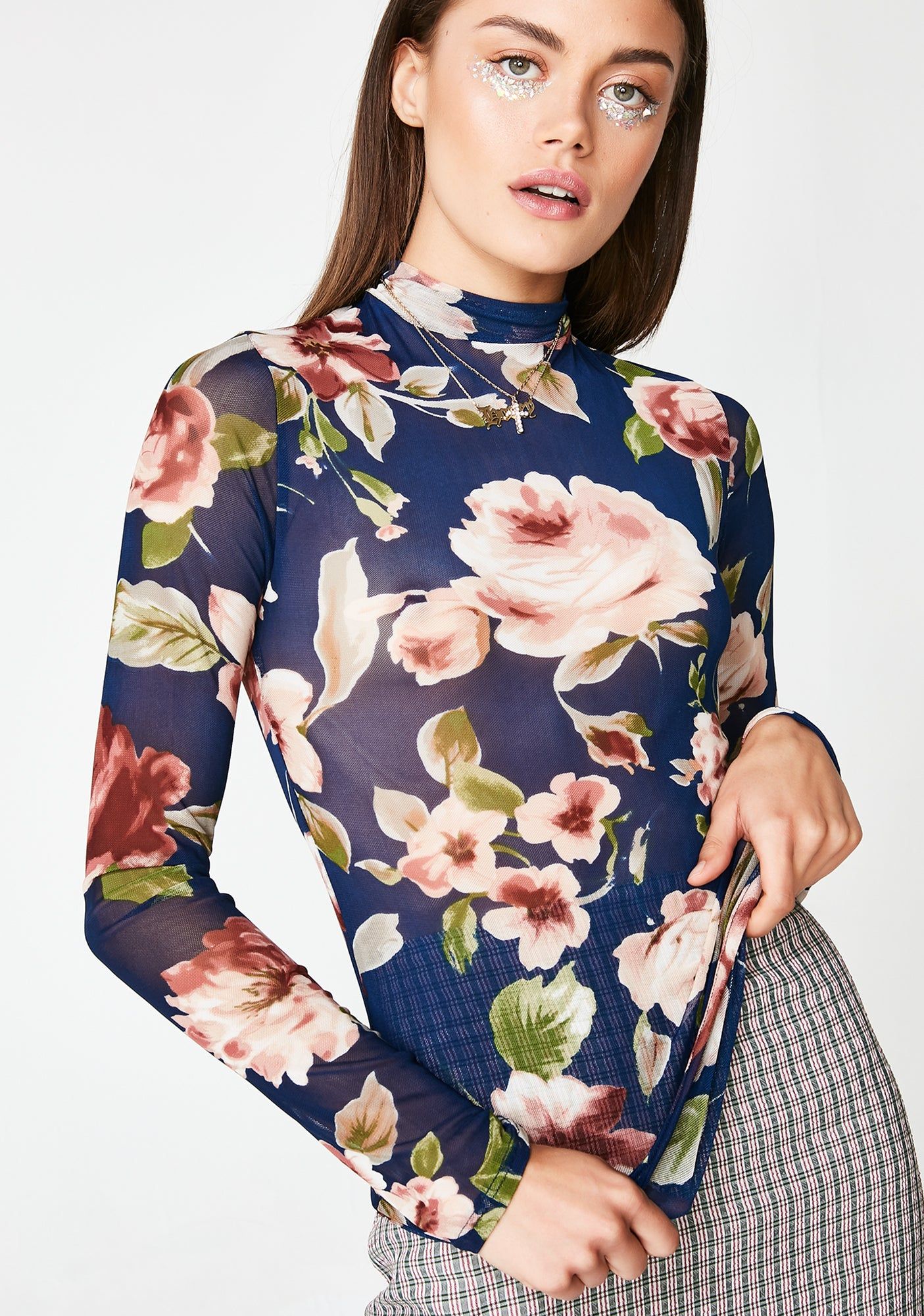 Moonshine Bed Of Rose Sheer Top sold by Dolls Kill