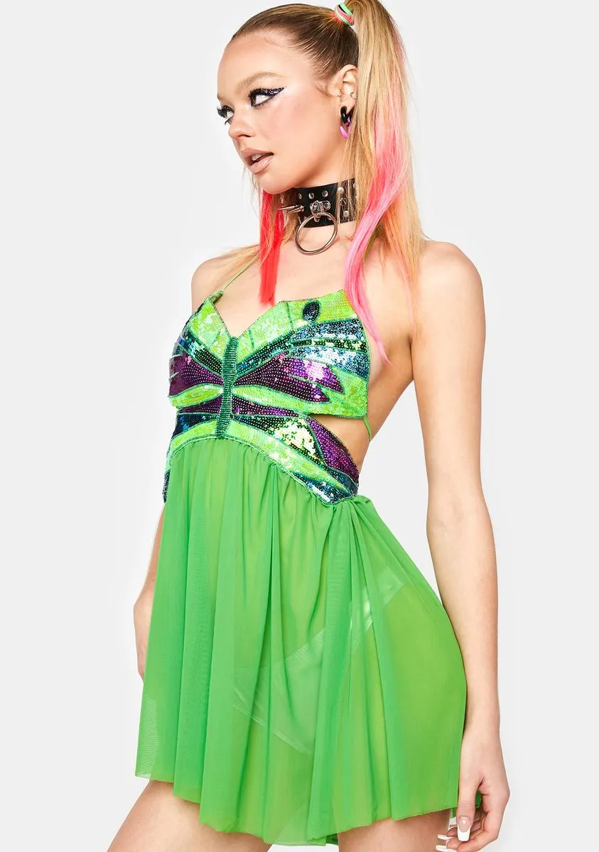 Playa Dreamin' Butterfly Dress- Green sold by Dolls Kill product image thumbnail 2