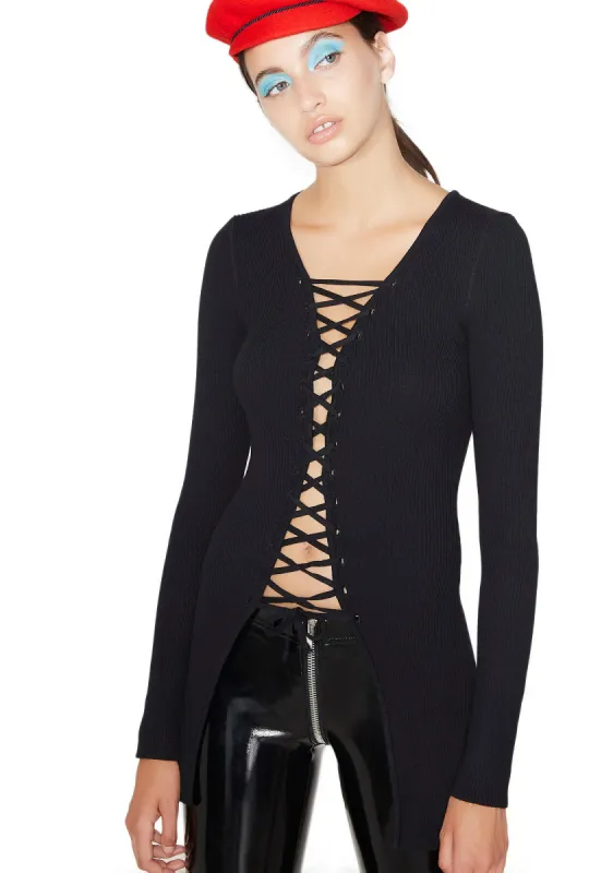 Double Trouble Lace-Up Top sold by Dolls Kill