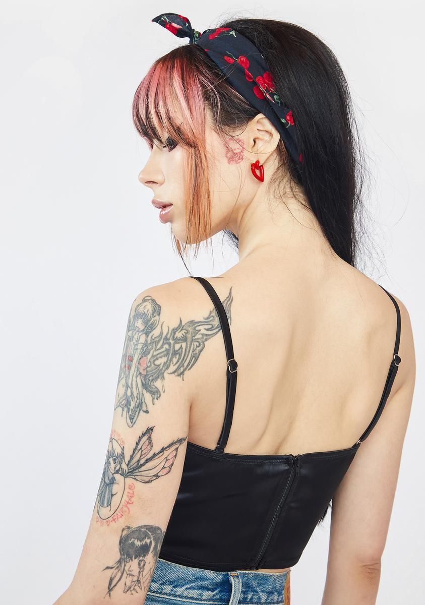 Noir Mutual Friends Satin Crop Top sold by Dolls Kill product image thumbnail 4