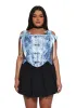 Plus Lavish Duchess Corset Top - Blue sold by Dolls Kill