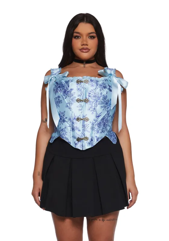 Plus Lavish Duchess Corset Top - Blue sold by Dolls Kill