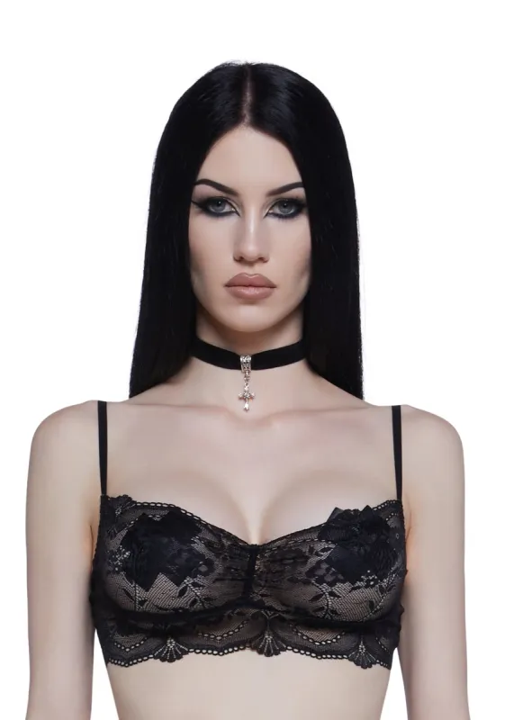 Hidden Secrets Lace Bralette - Black sold by Dolls Kill