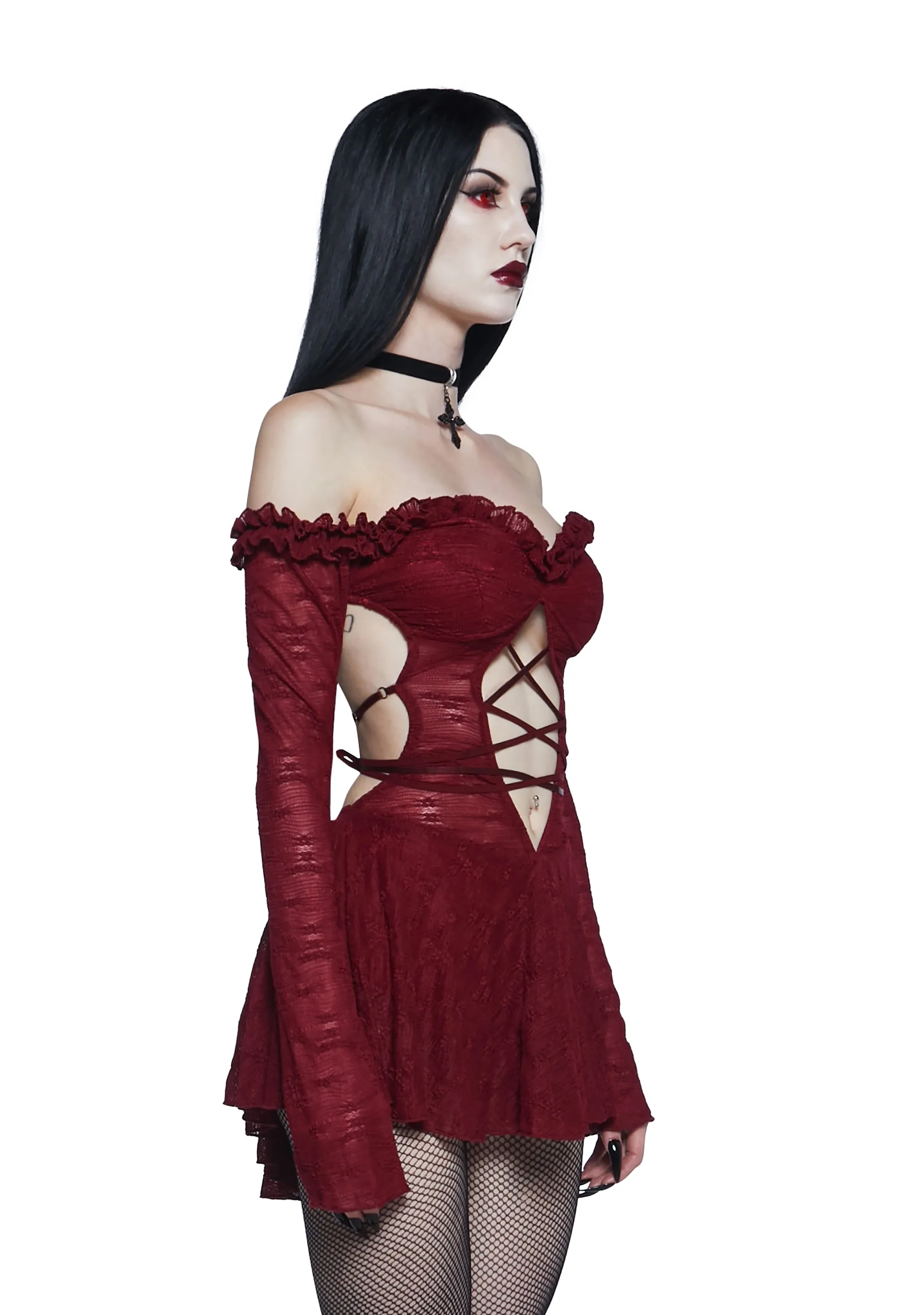Collective Hearts Mini Dress - Dark Red sold by Dolls Kill product image thumbnail 3
