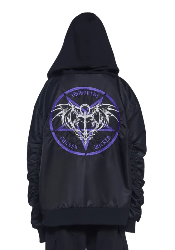 Wicked Immortal Bomber Jacket sold by Dolls Kill
