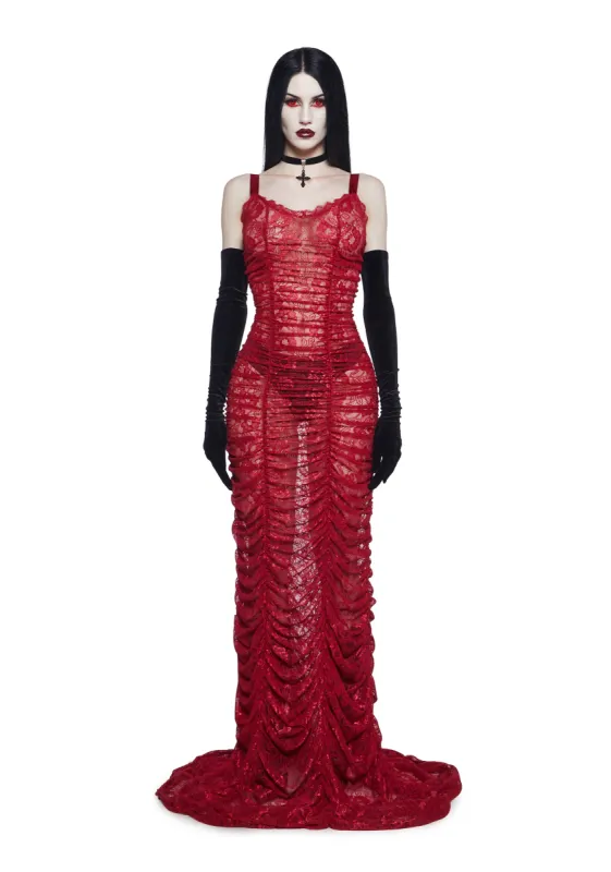 Blood Sucker Maiden Lace Maxi Dress sold by Dolls Kill