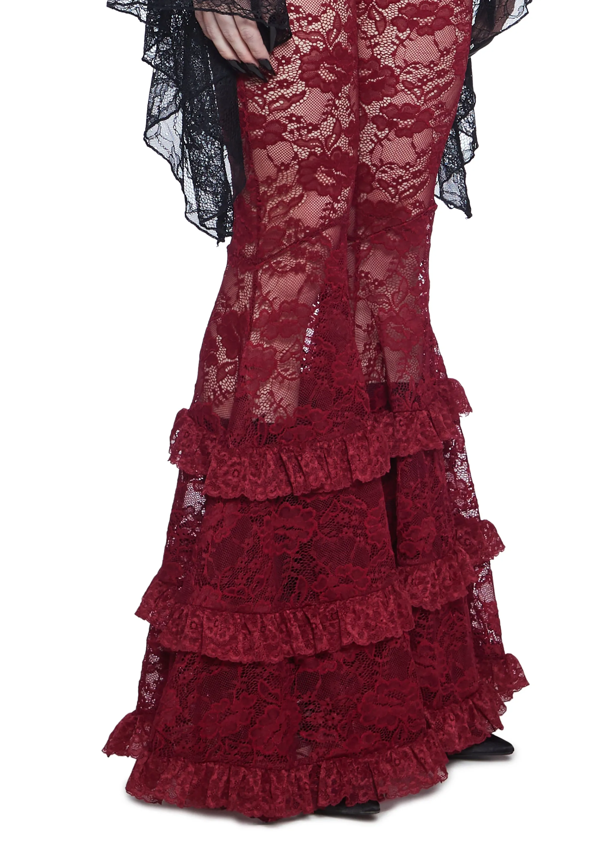Crimson Lust Flare Pants - Dark Red sold by Dolls Kill product image thumbnail 5