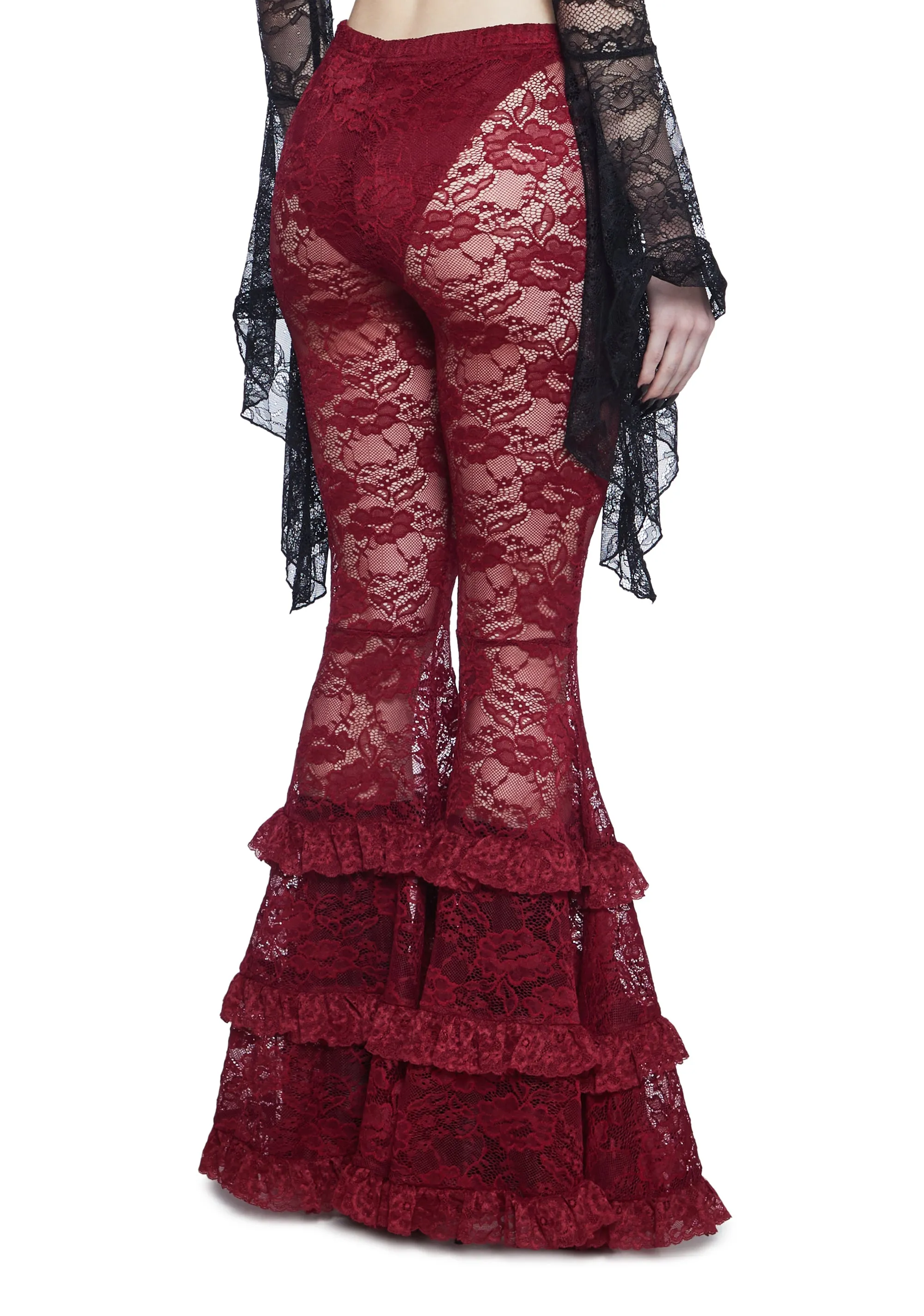 Crimson Lust Flare Pants - Dark Red sold by Dolls Kill product image thumbnail 4