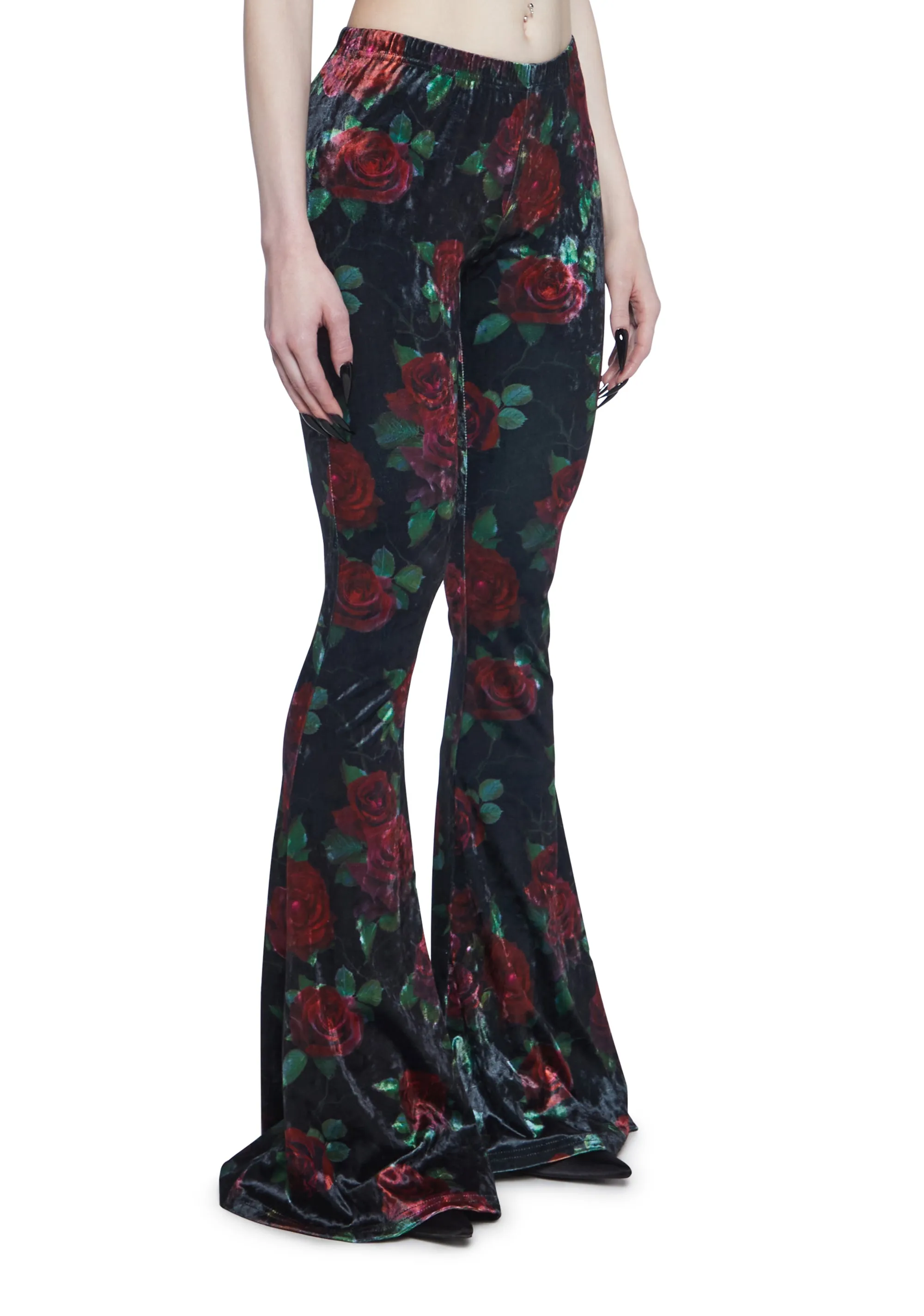 Thorned Morte Velvet Flare Pants sold by Dolls Kill product image thumbnail 3