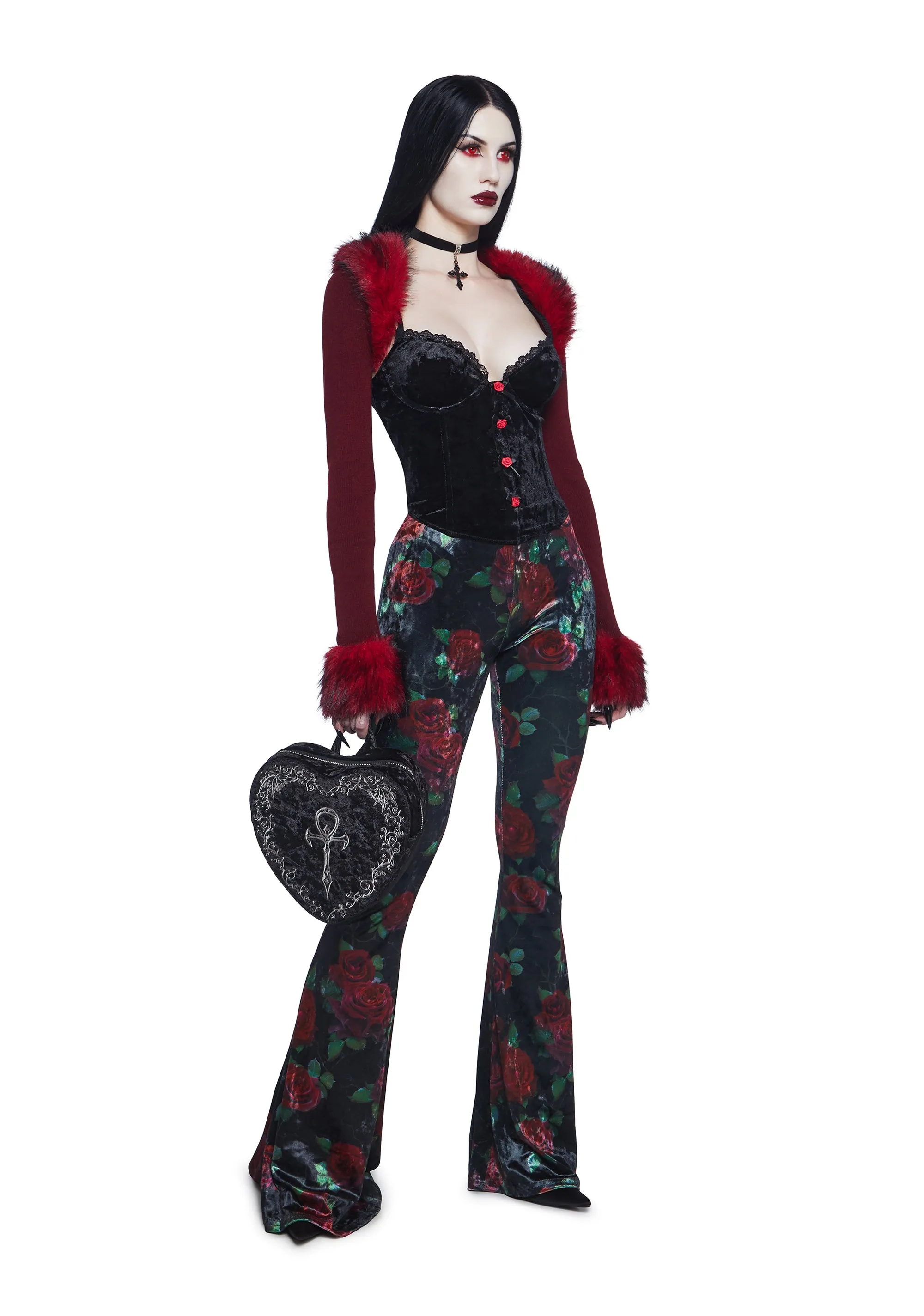 Thorned Morte Velvet Flare Pants sold by Dolls Kill product image thumbnail 2