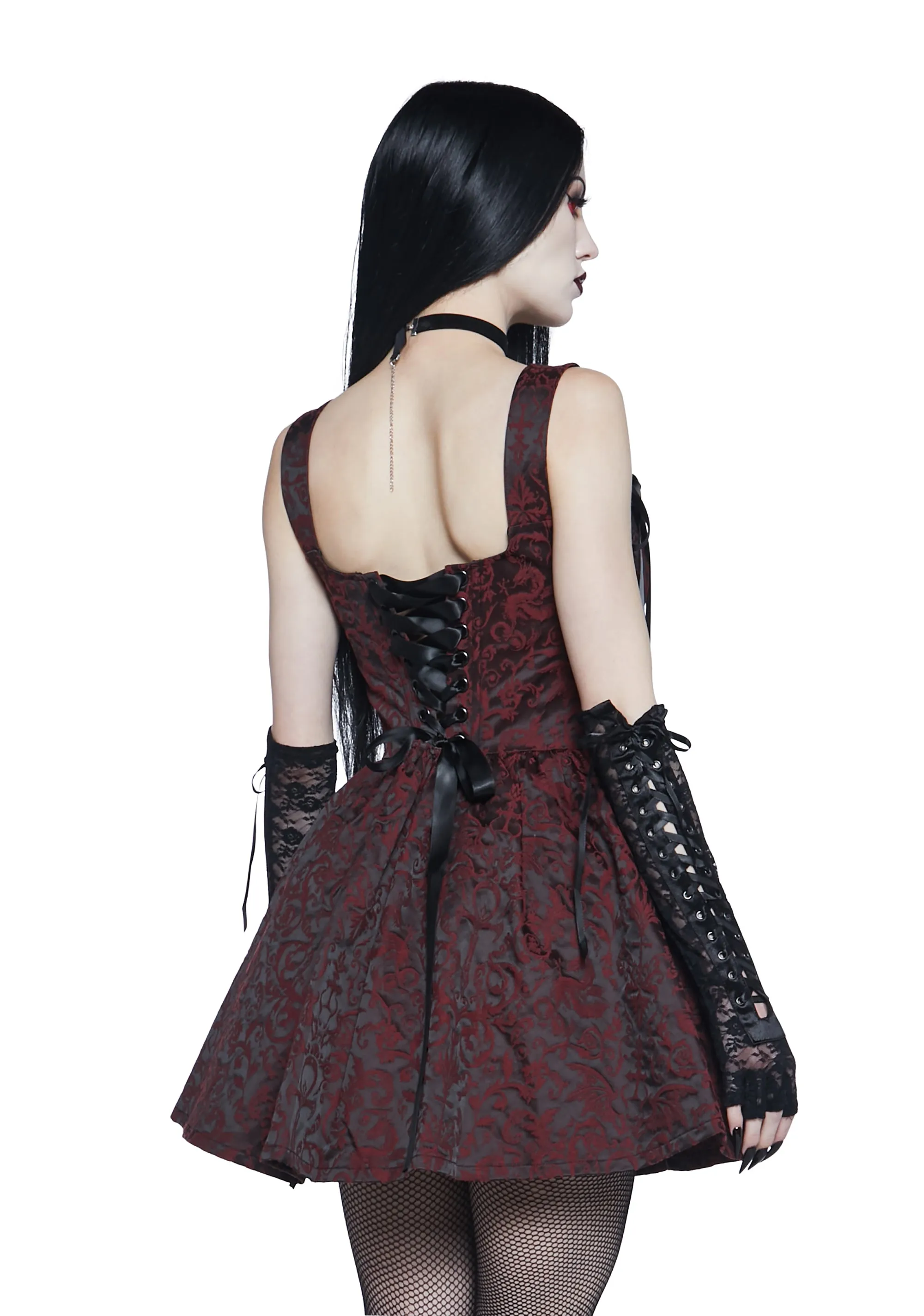 Sultry Sins Brocade Mini Dress - Red sold by Dolls Kill product image thumbnail 5