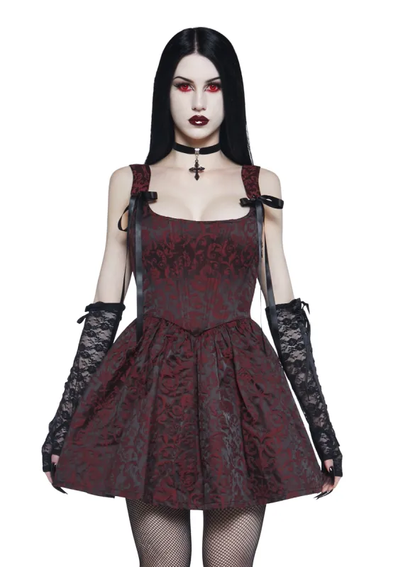 Sultry Sins Brocade Mini Dress - Red sold by Dolls Kill