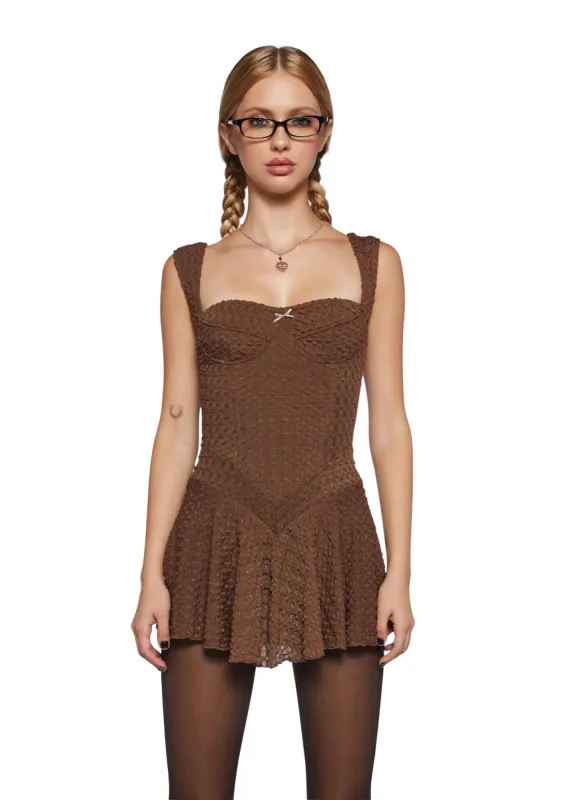 I Could Care Less Mini Dress - Brown sold by Dolls Kill